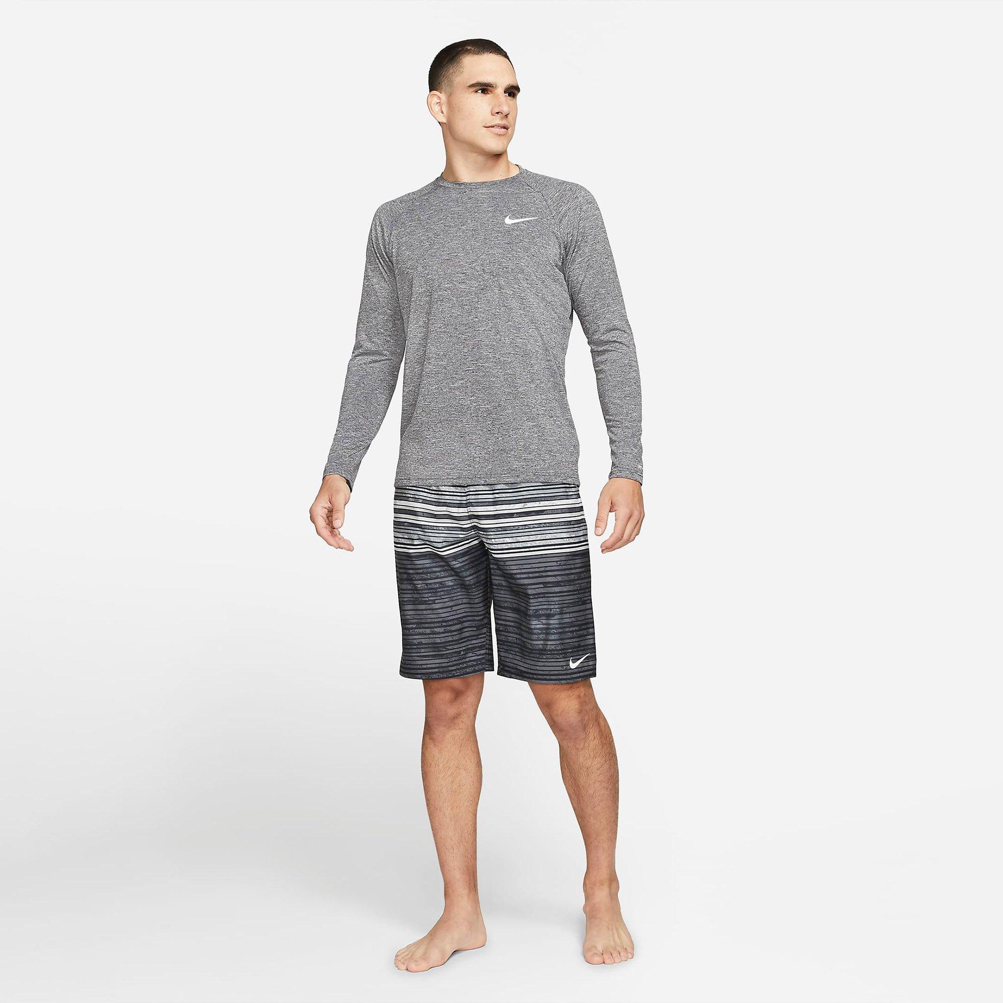 Grey - Nike - Heathered Mens Long Sleeve Hydroguard Swim Shirt - 7