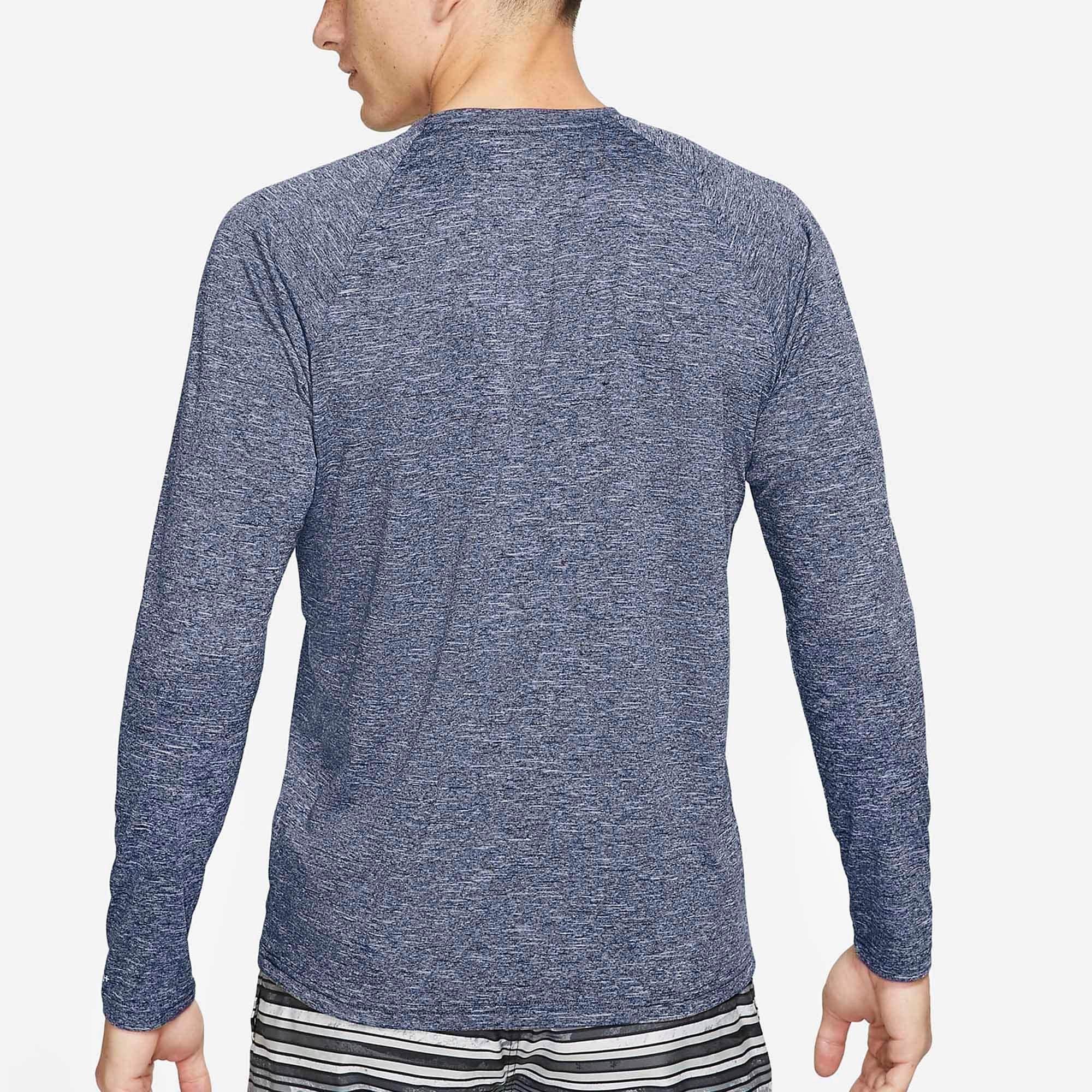 Midnight Navy - Nike - Heathered Mens Long Sleeve Hydroguard Swim Shirt - 2