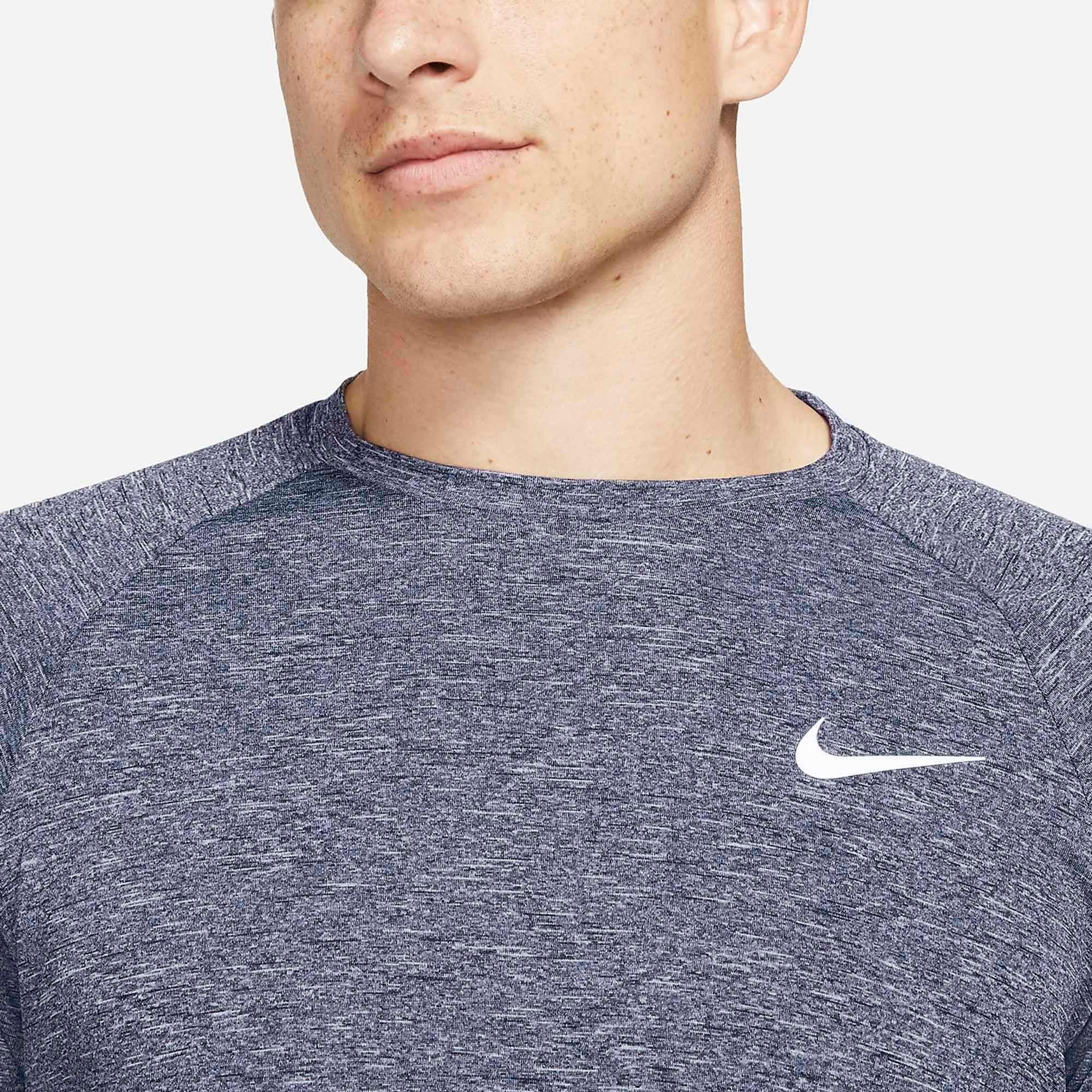 Midnight Navy - Nike - Heathered Mens Long Sleeve Hydroguard Swim Shirt - 5