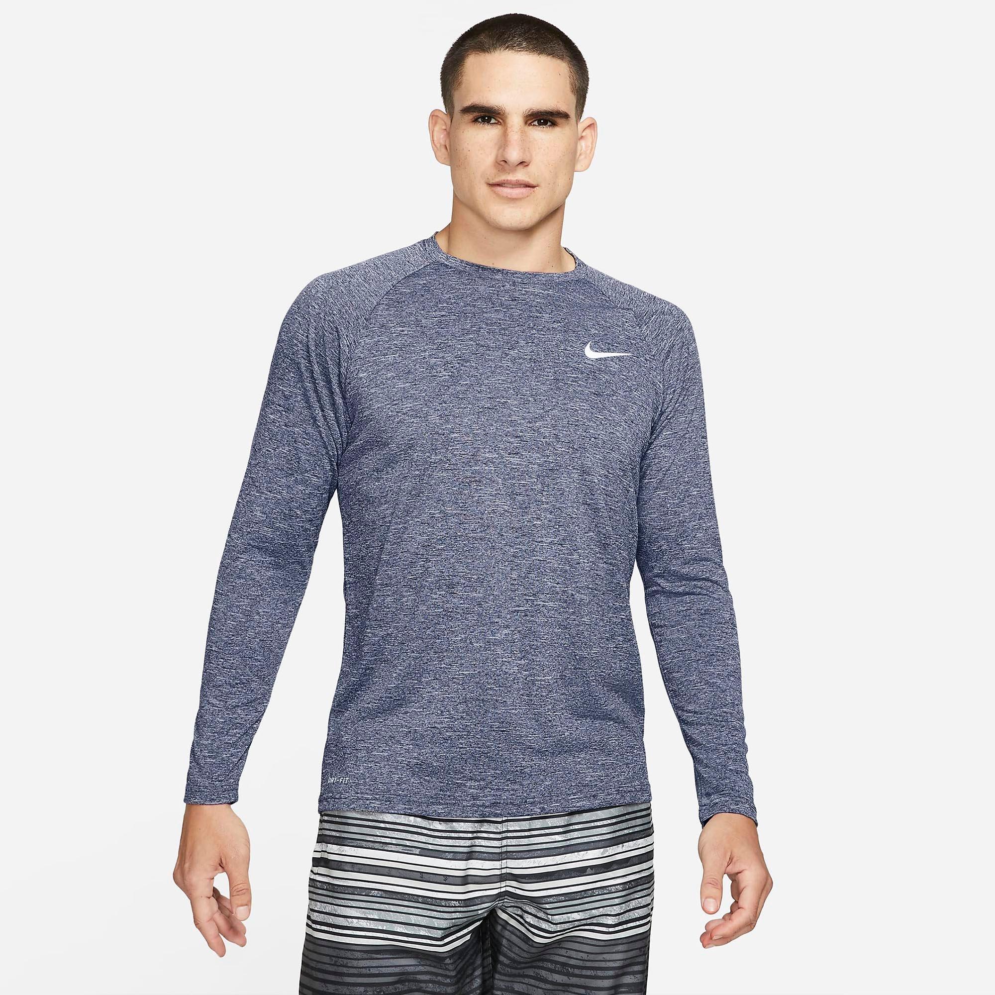 Midnight Navy - Nike - Heathered Mens Long Sleeve Hydroguard Swim Shirt - 6