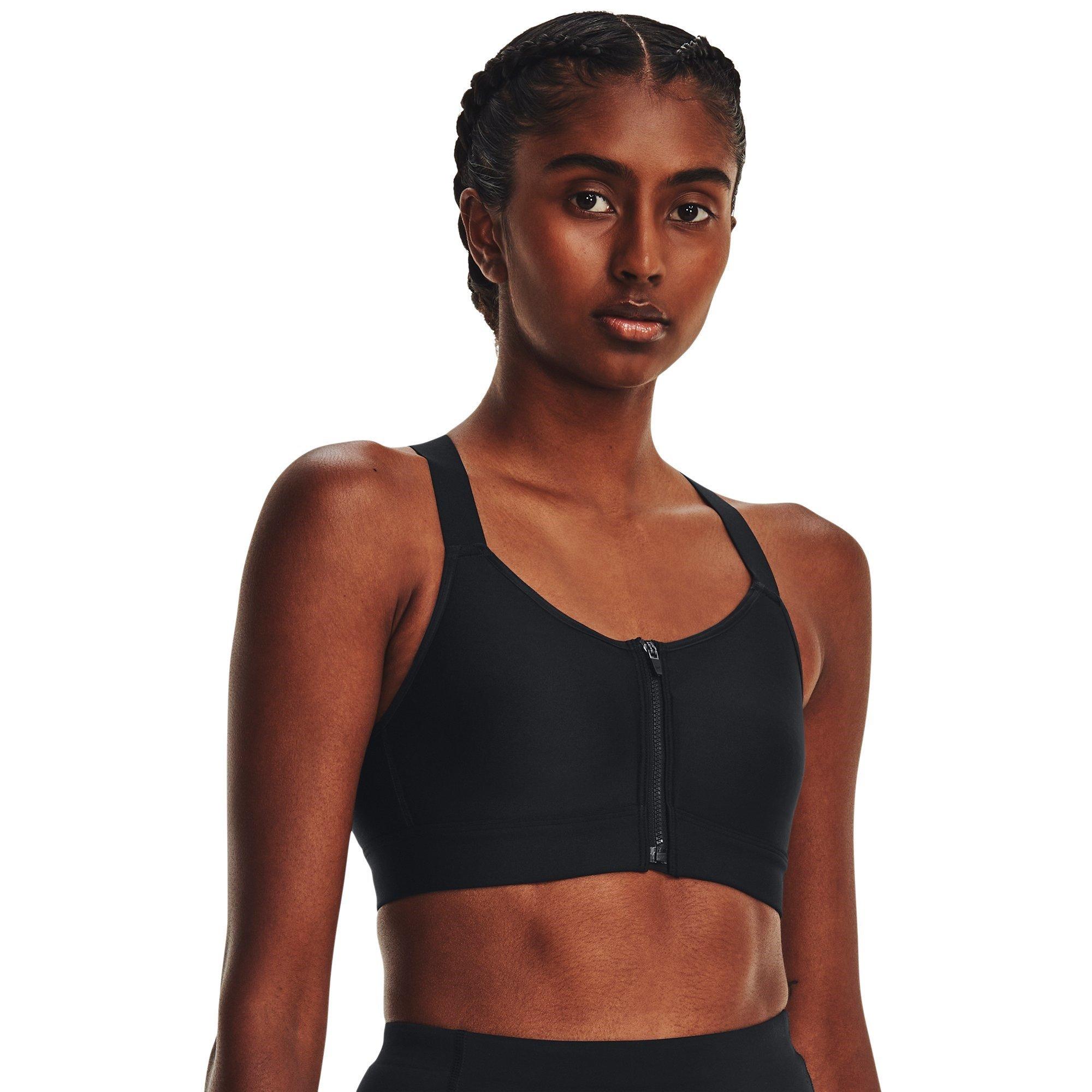 Black - Under Armour - Women's Zipped Medium Impact Sports Bra - 5