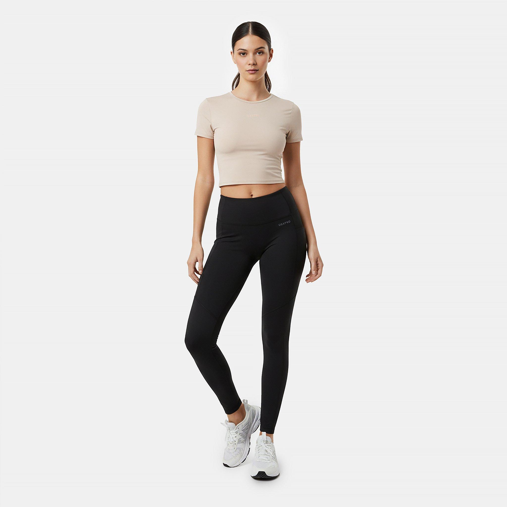 Cream - USA Pro - Women's Sophie Habboo Cropped Short-Sleeve Performance Gym Top - 5