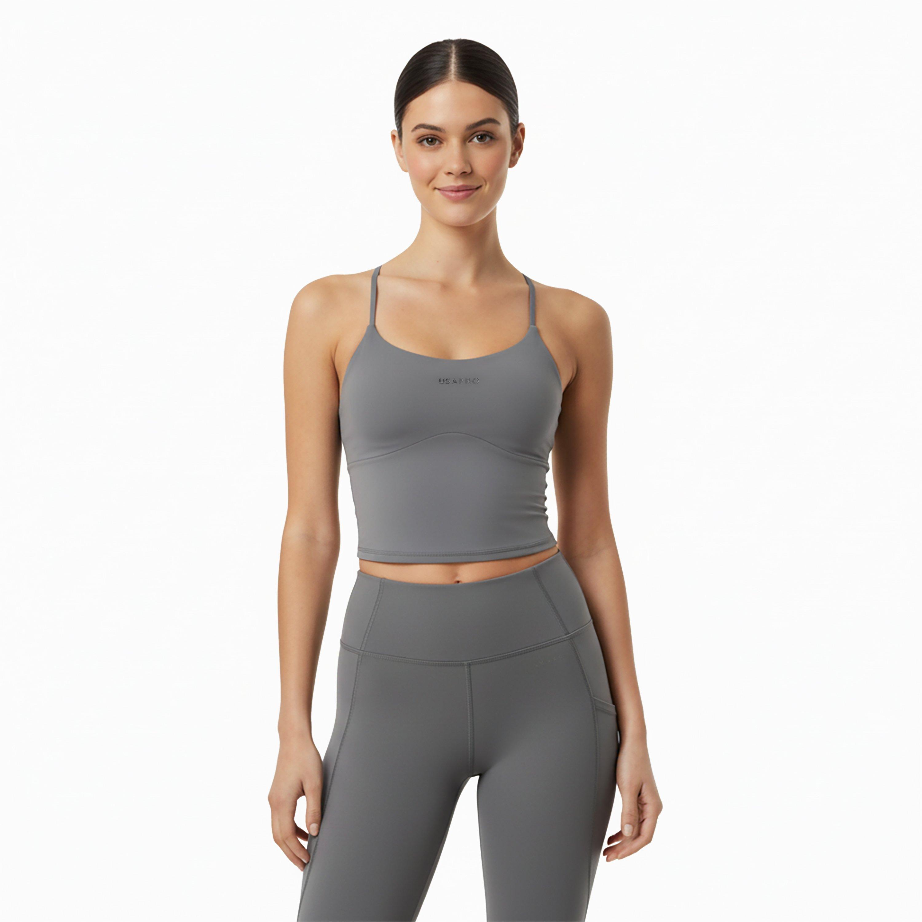 Gris tiburón - USA Pro - Sophie Habboo 2-in-1 Performance Gym Vest - 3