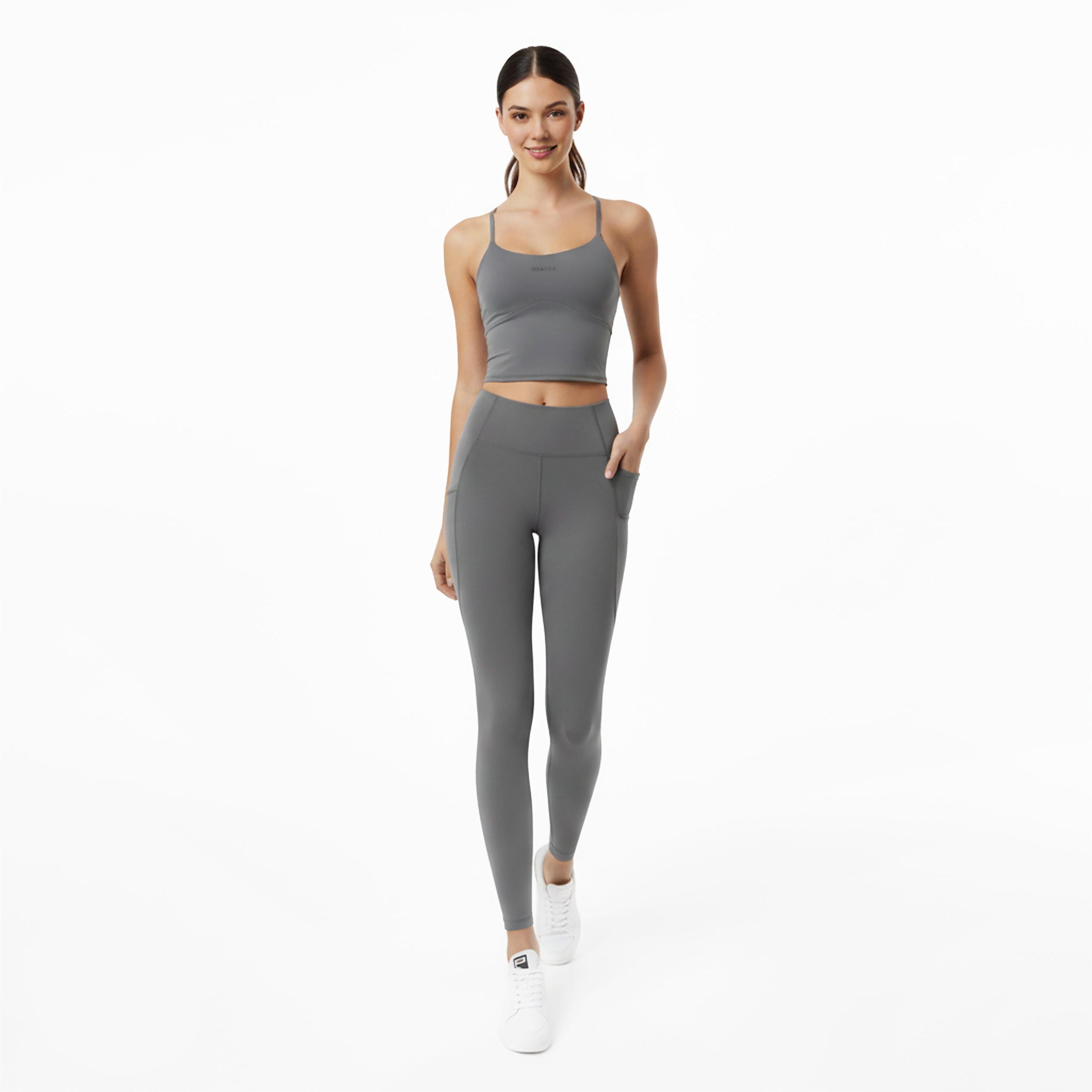Gris tiburón - USA Pro - Sophie Habboo 2-in-1 Performance Gym Vest - 5
