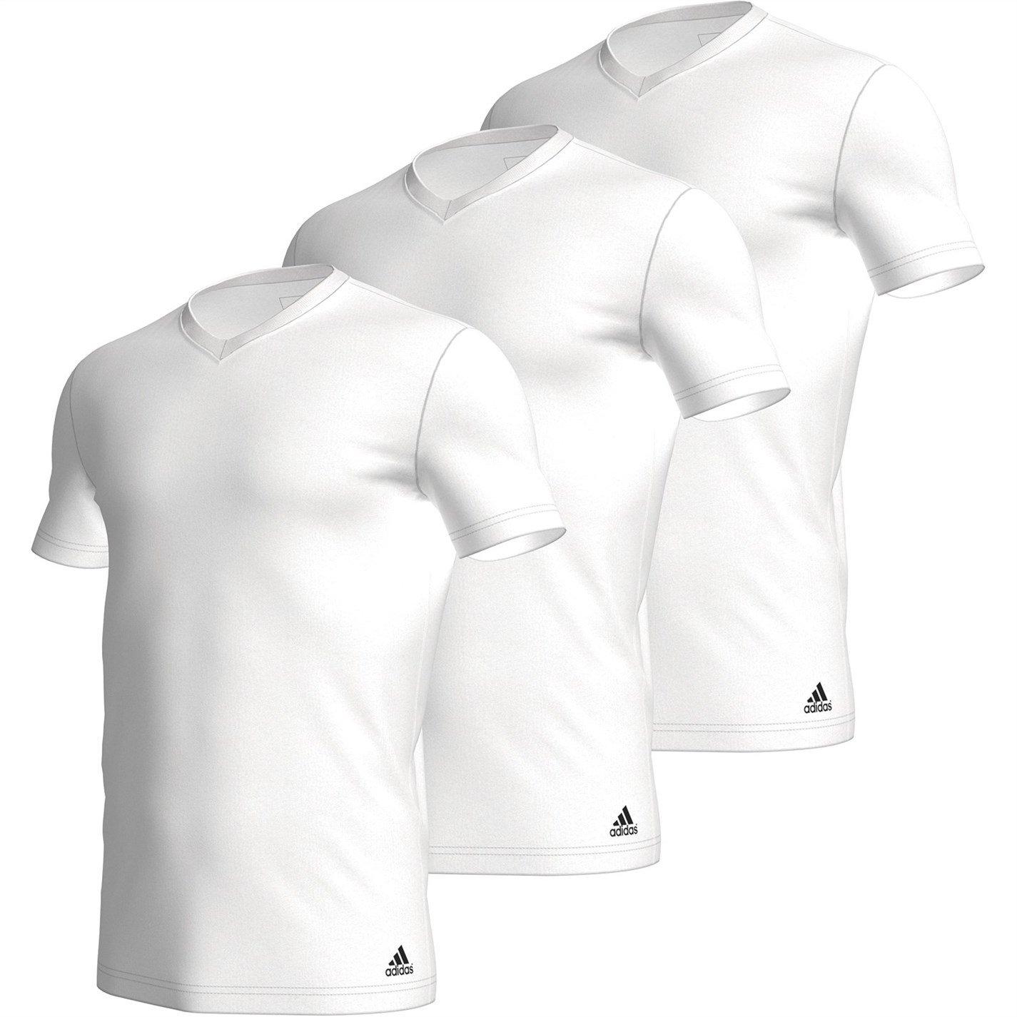 White - adidas - 3 Pack Active Core Cotton V Neck T Shirt Mens - 1