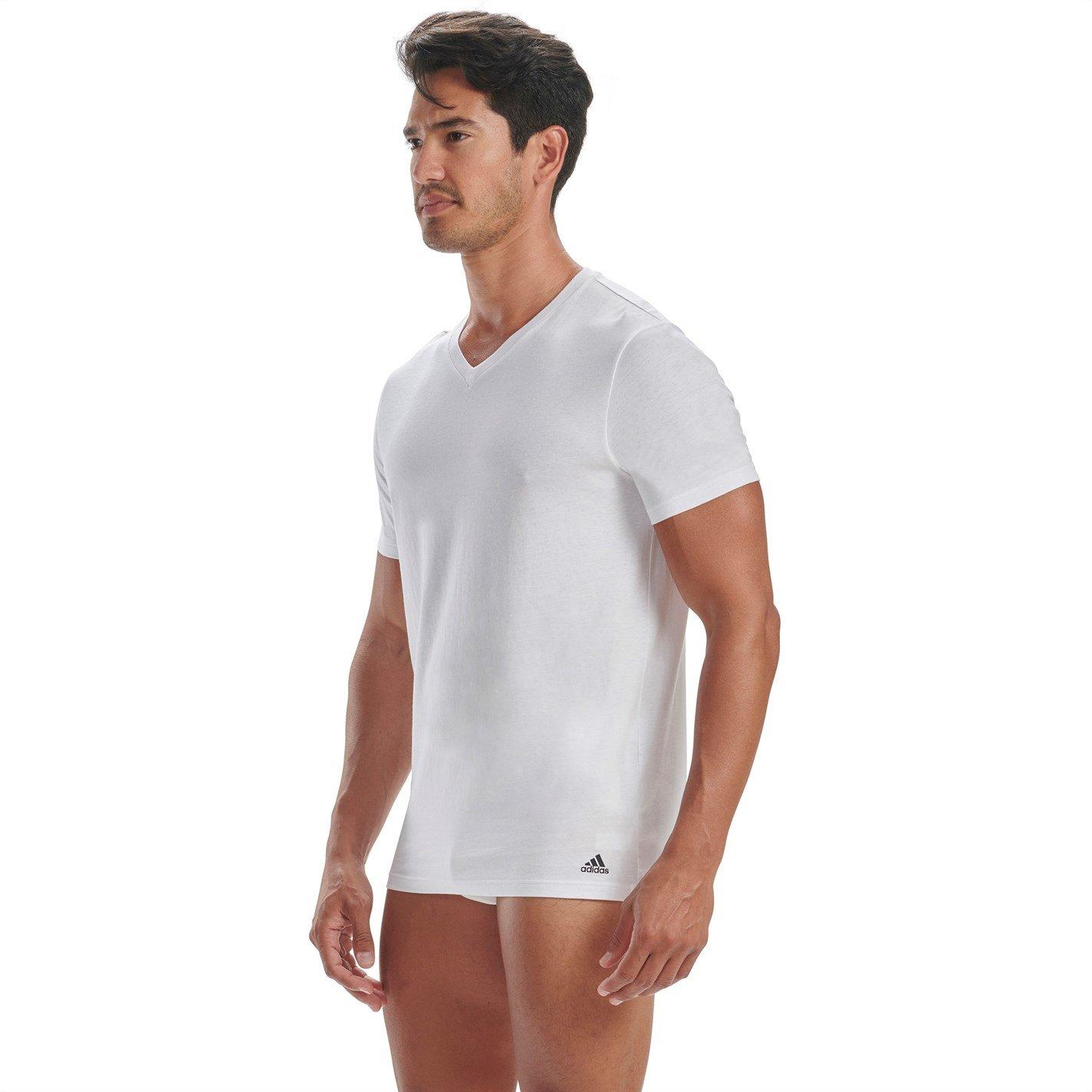 Weiß - adidas - 3 Pack Active Core Cotton V Neck T Shirt Mens - 4