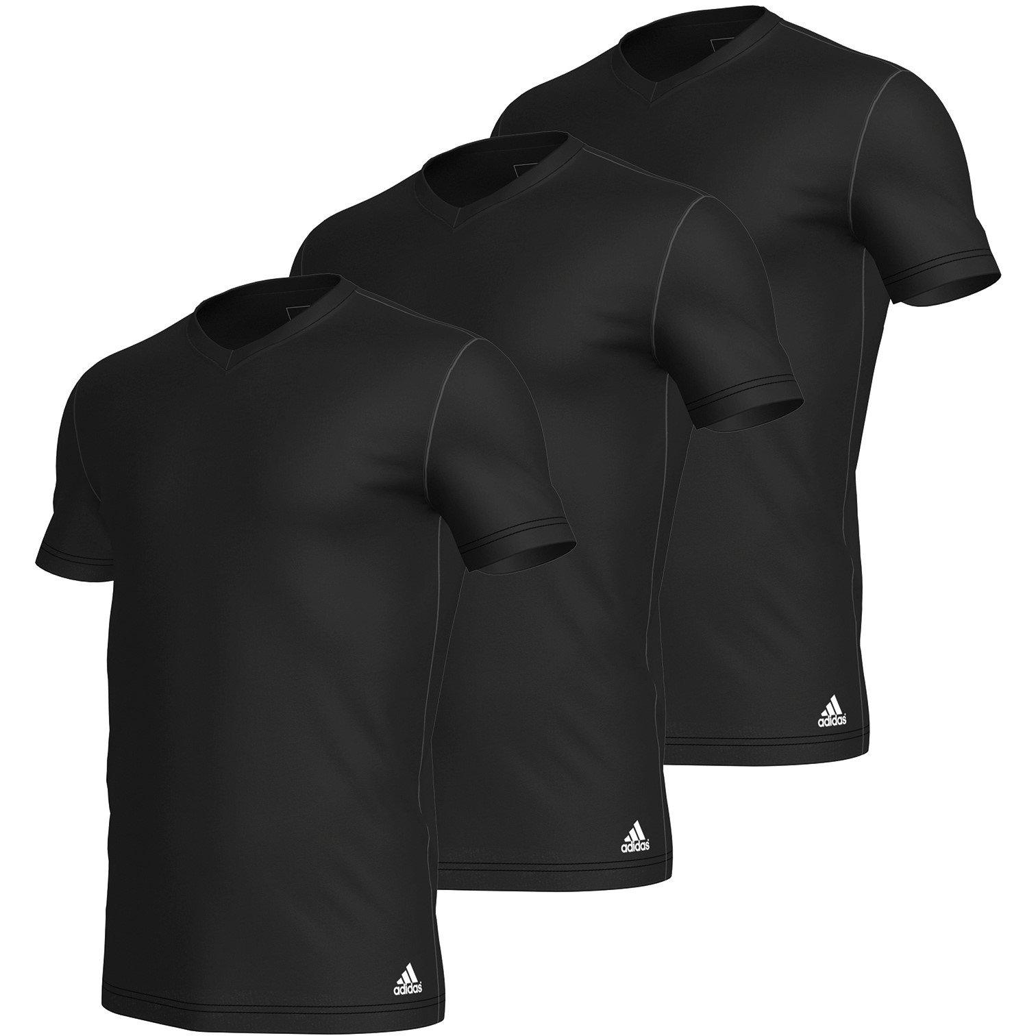  Black - adidas - 3 Pack Active Core Cotton V Neck T Shirt Mens - 1