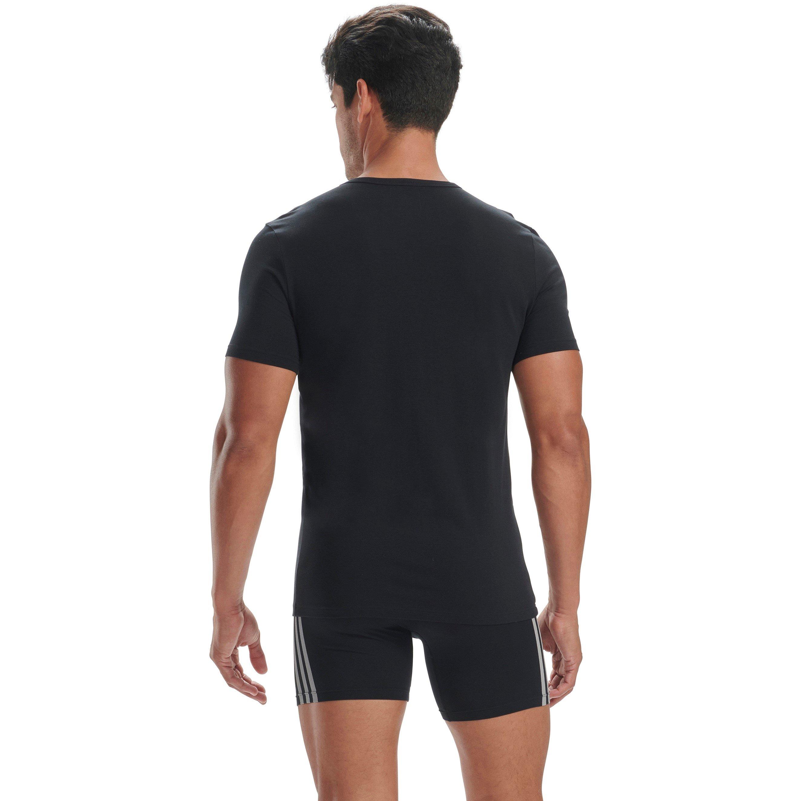  Black - adidas - 3 Pack Active Core Cotton V Neck T Shirt Mens - 4