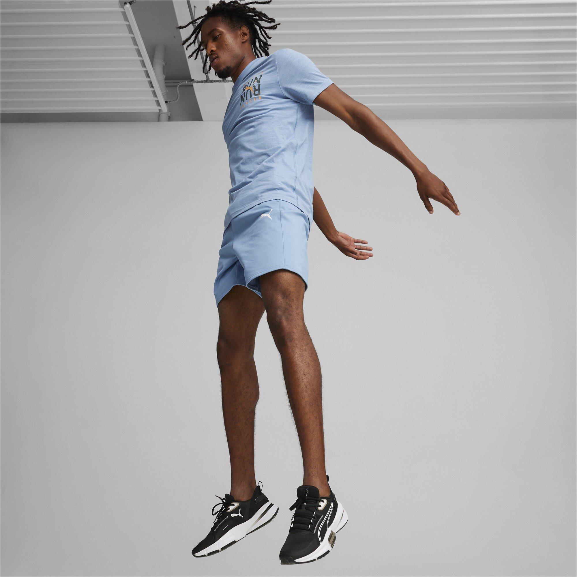 Blue - Puma - Run Emblem Mens Performance T Shirt - 4