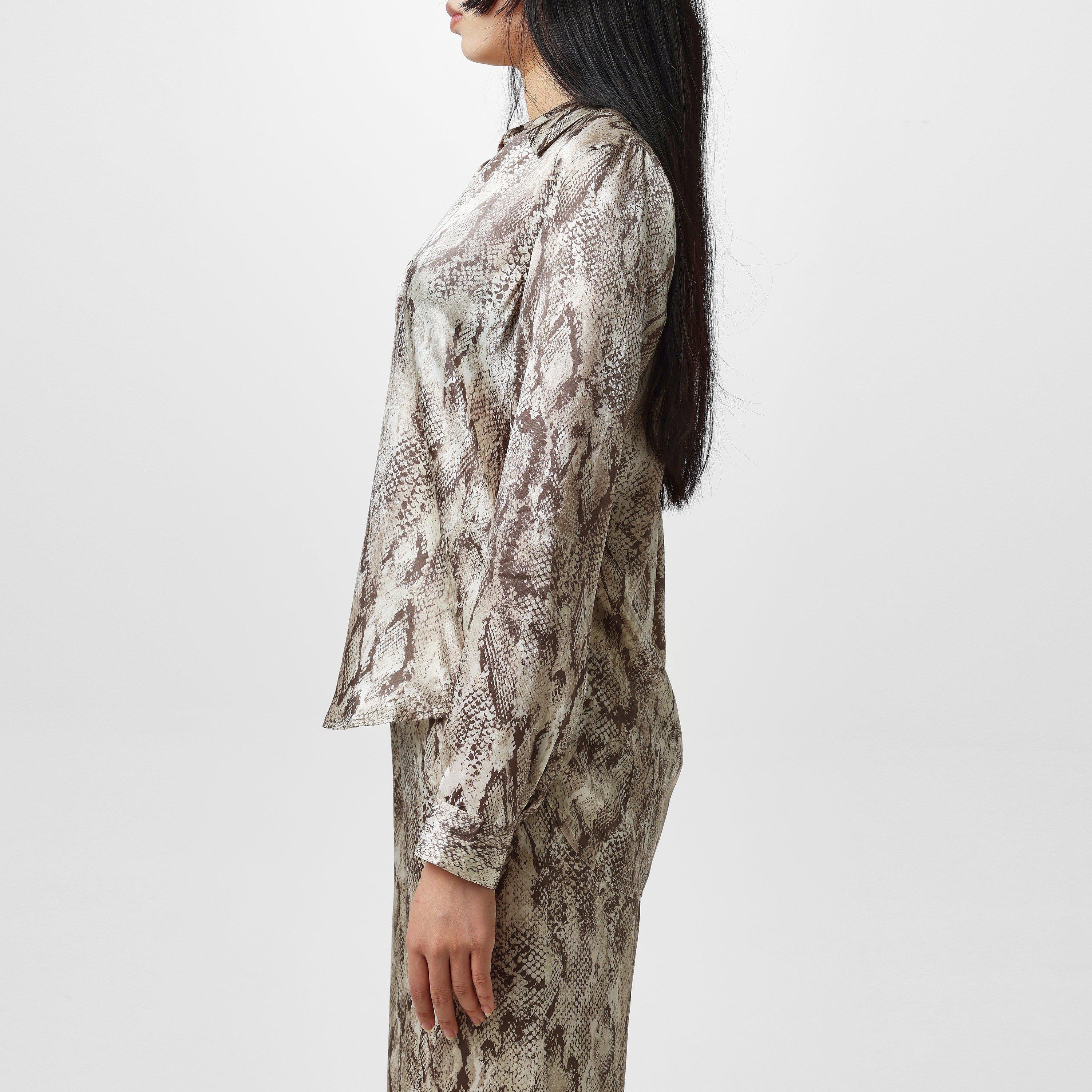 Tan Snake - LAgence - Women's Tyler Long Sleeve Plain Shirt - 2