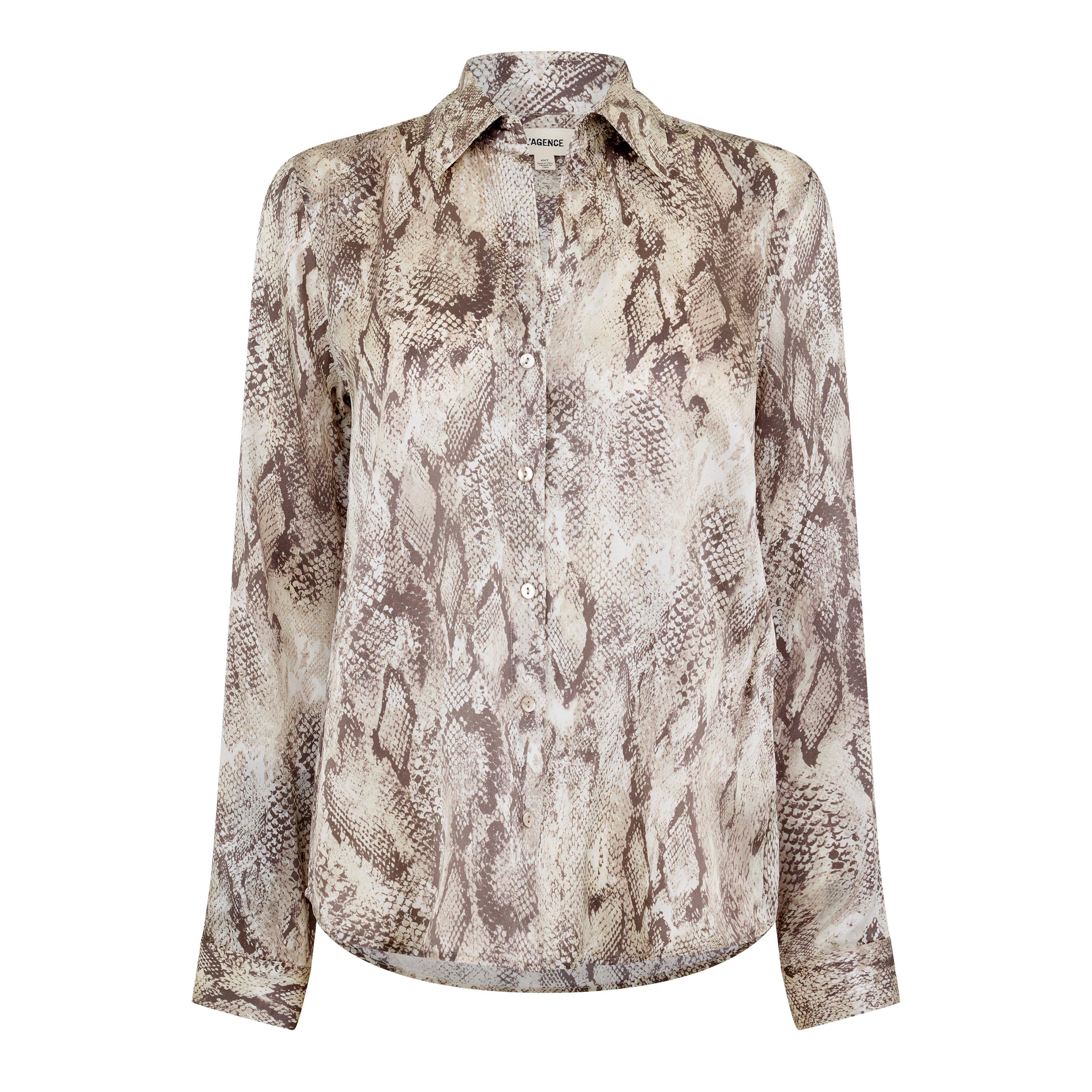 Tan Snake - LAgence - Women's Tyler Long Sleeve Plain Shirt - 5