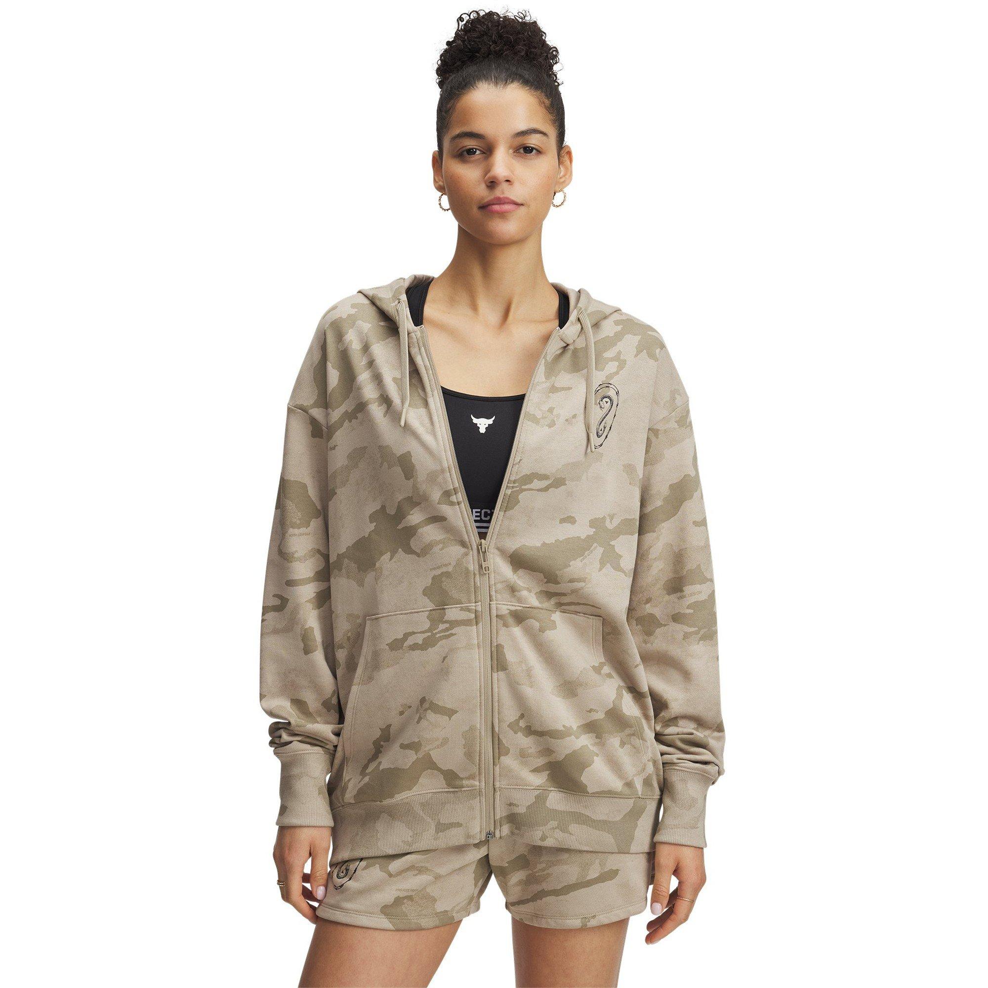 Under Armour Women's Project Rock Terry Full Zip Performance Hoodie - Brown - 16 (XL)