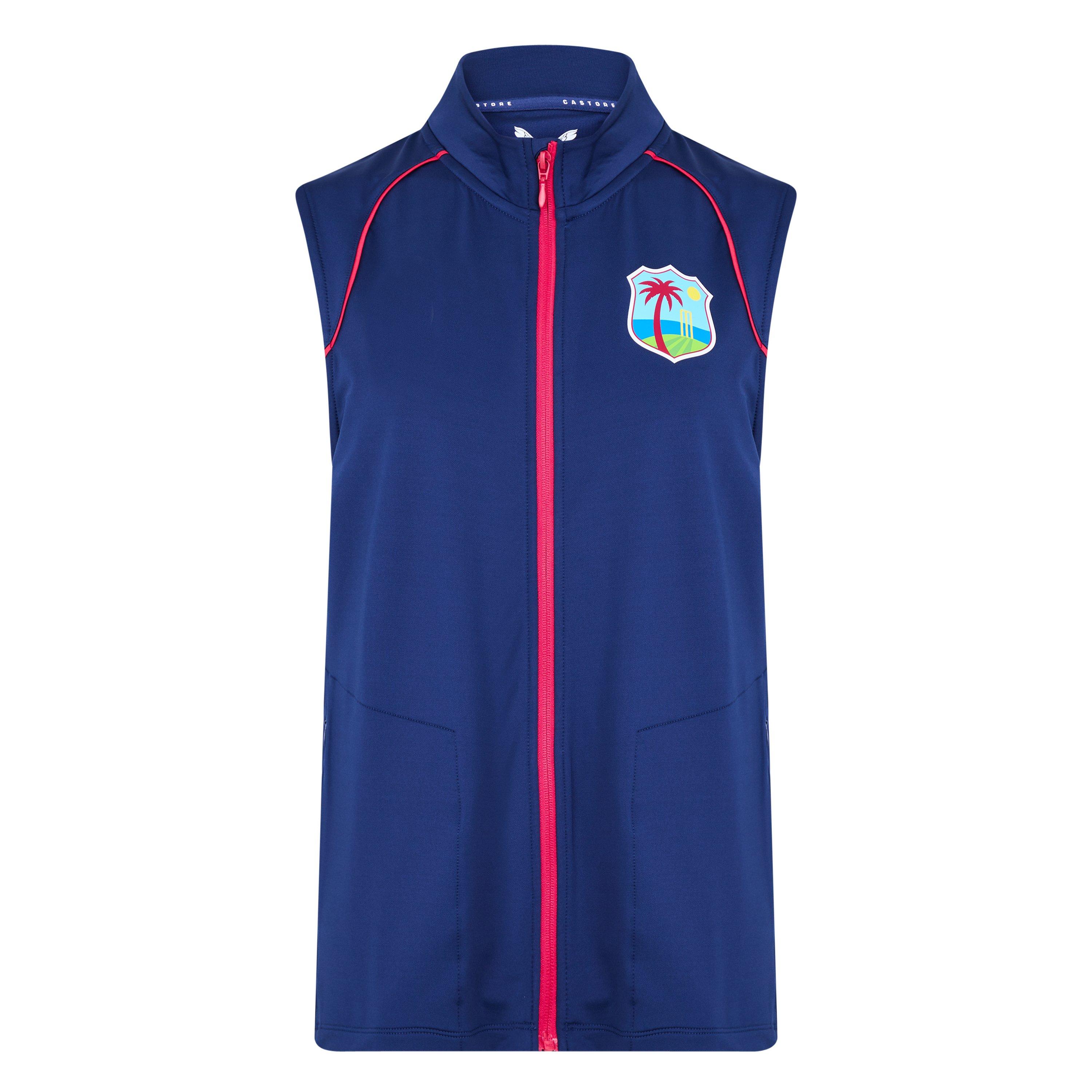 Navy - Castore - Women's West Indies Cricket Lightweight Water-Repellent Sleeveless Gilet - 1