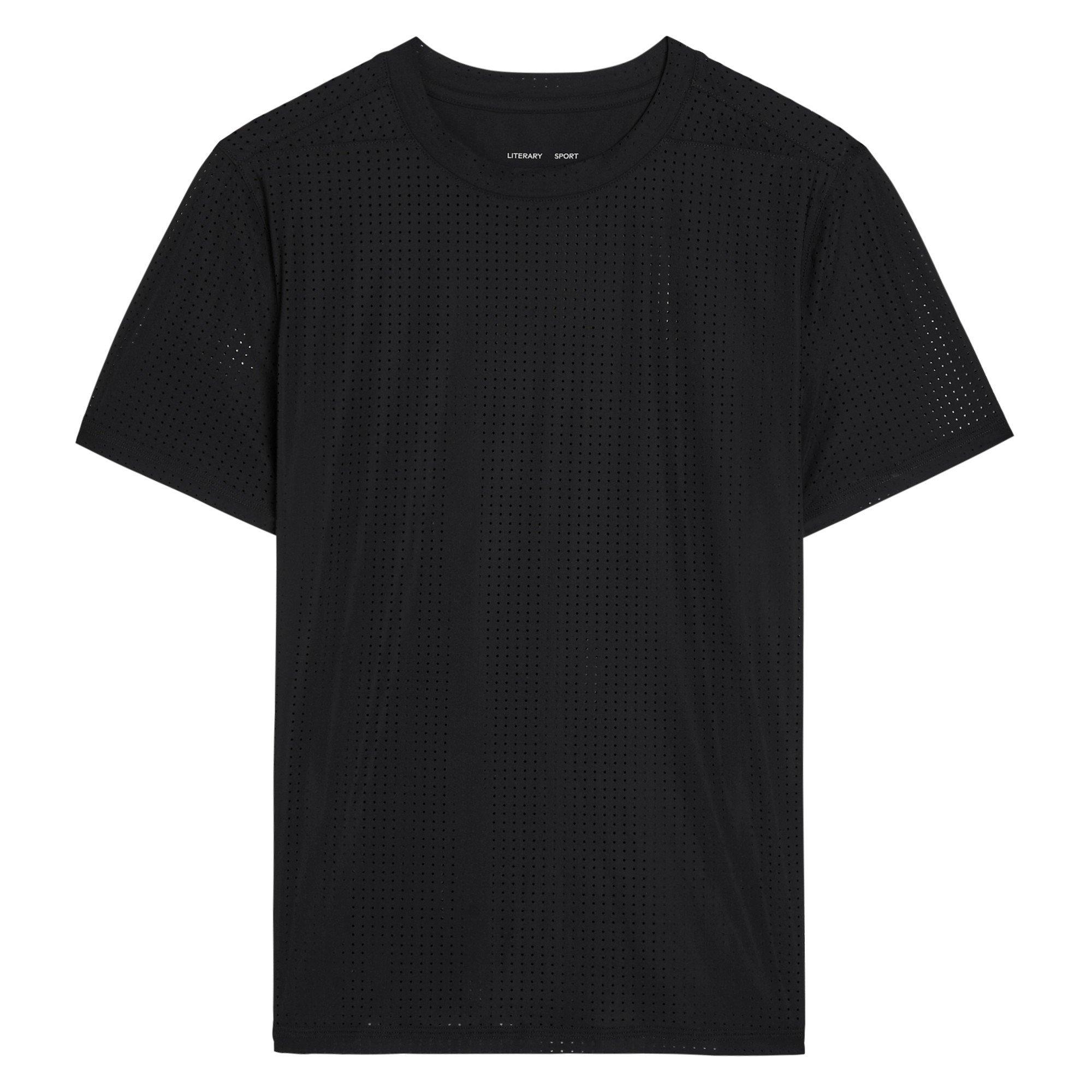BLACK - Literary Sport - MAGDA PERFORATED T-SHIRT