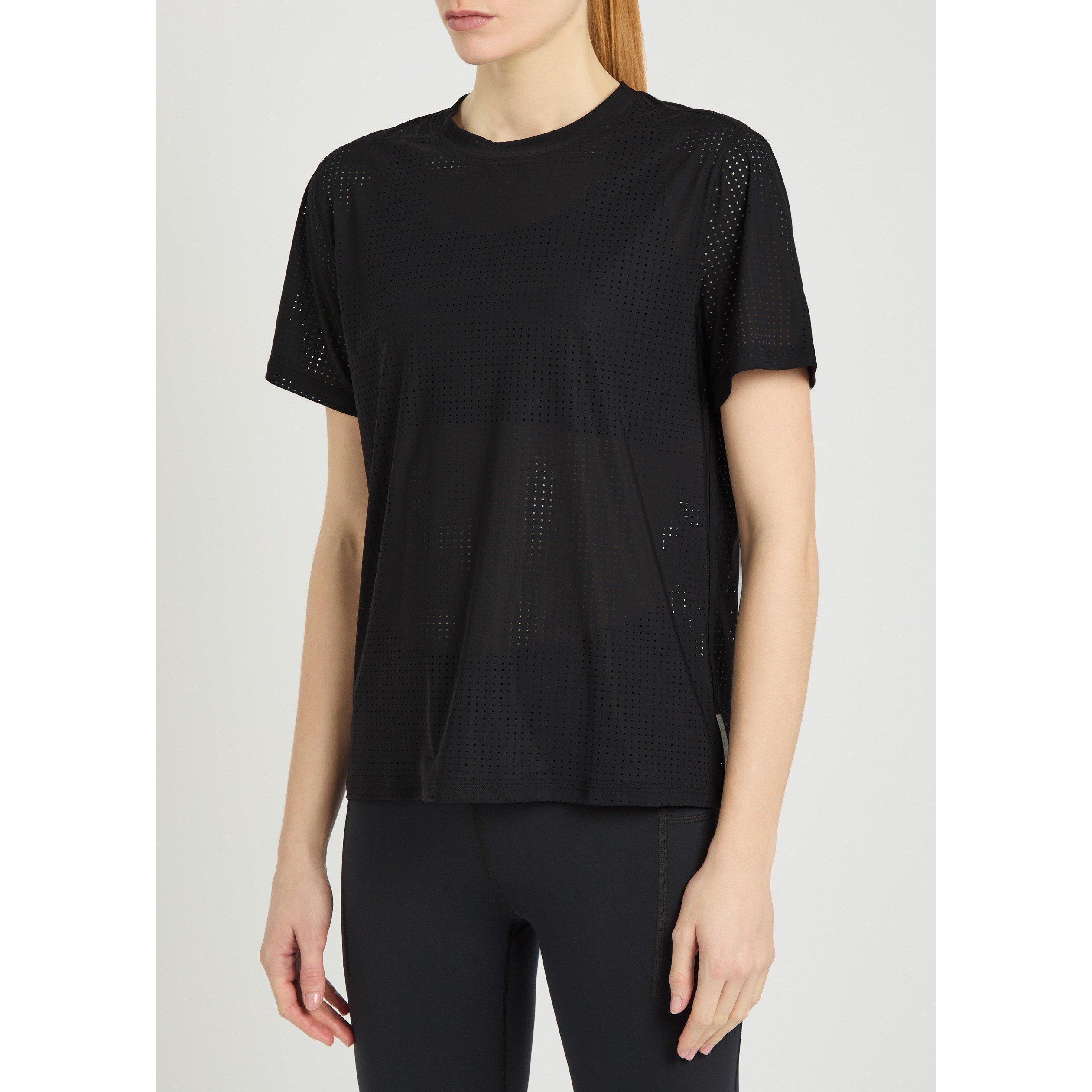 BLACK - Literary Sport - Women's Magda Short-Sleeve Perforated T-Shirt - 2