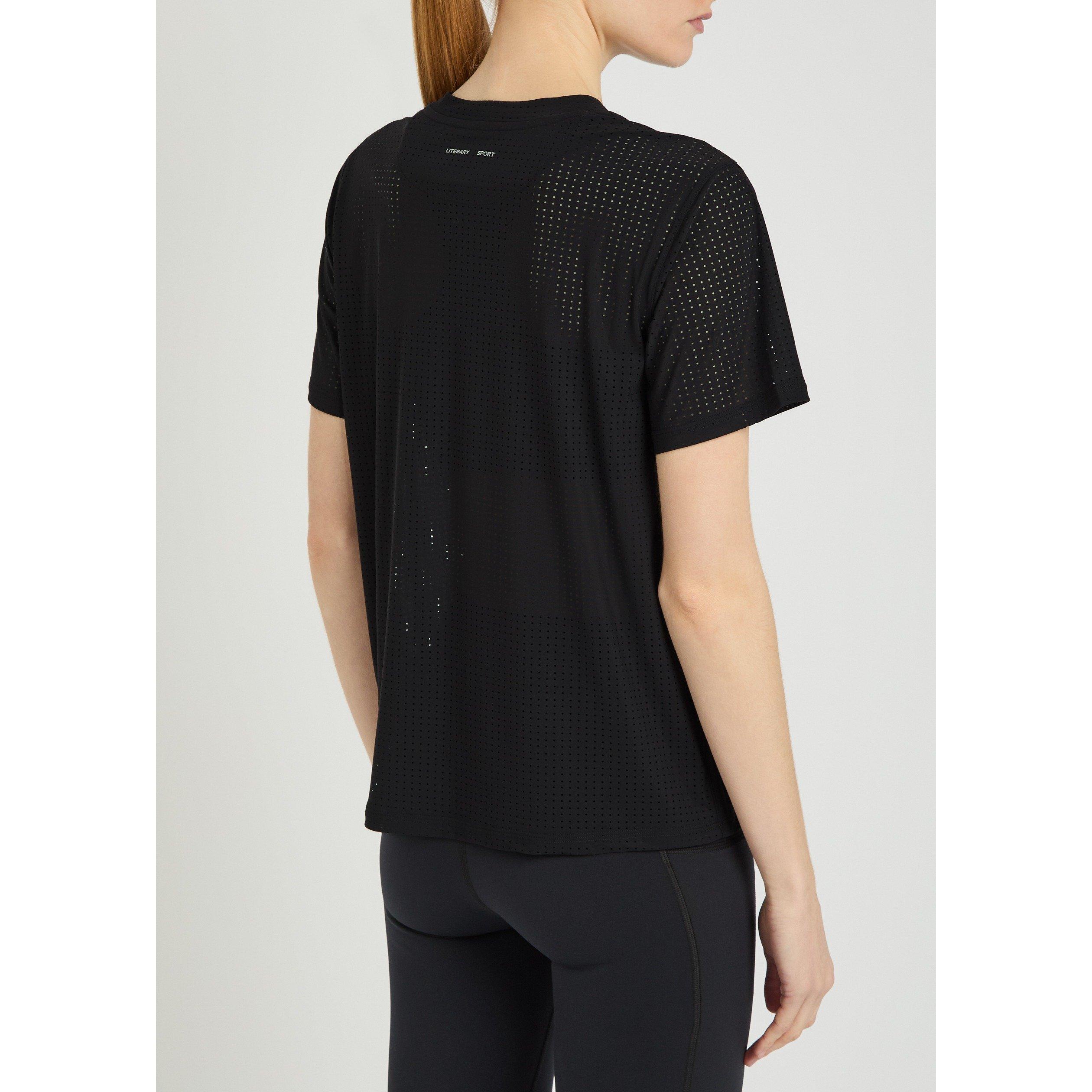 BLACK - Literary Sport - Women's Magda Short-Sleeve Perforated T-Shirt - 3