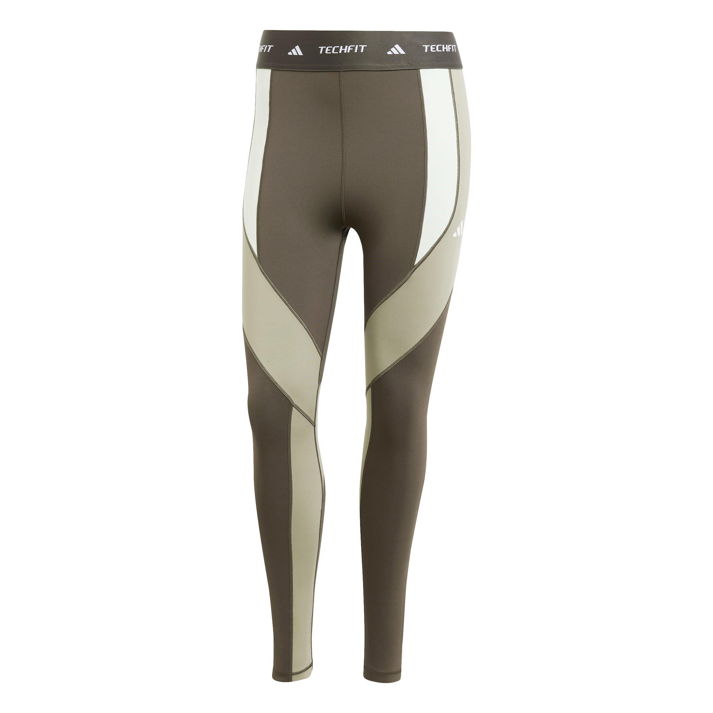 Adidas Women's Techfit 7/8 Colourblock Leggings - Olive - S (8-10)