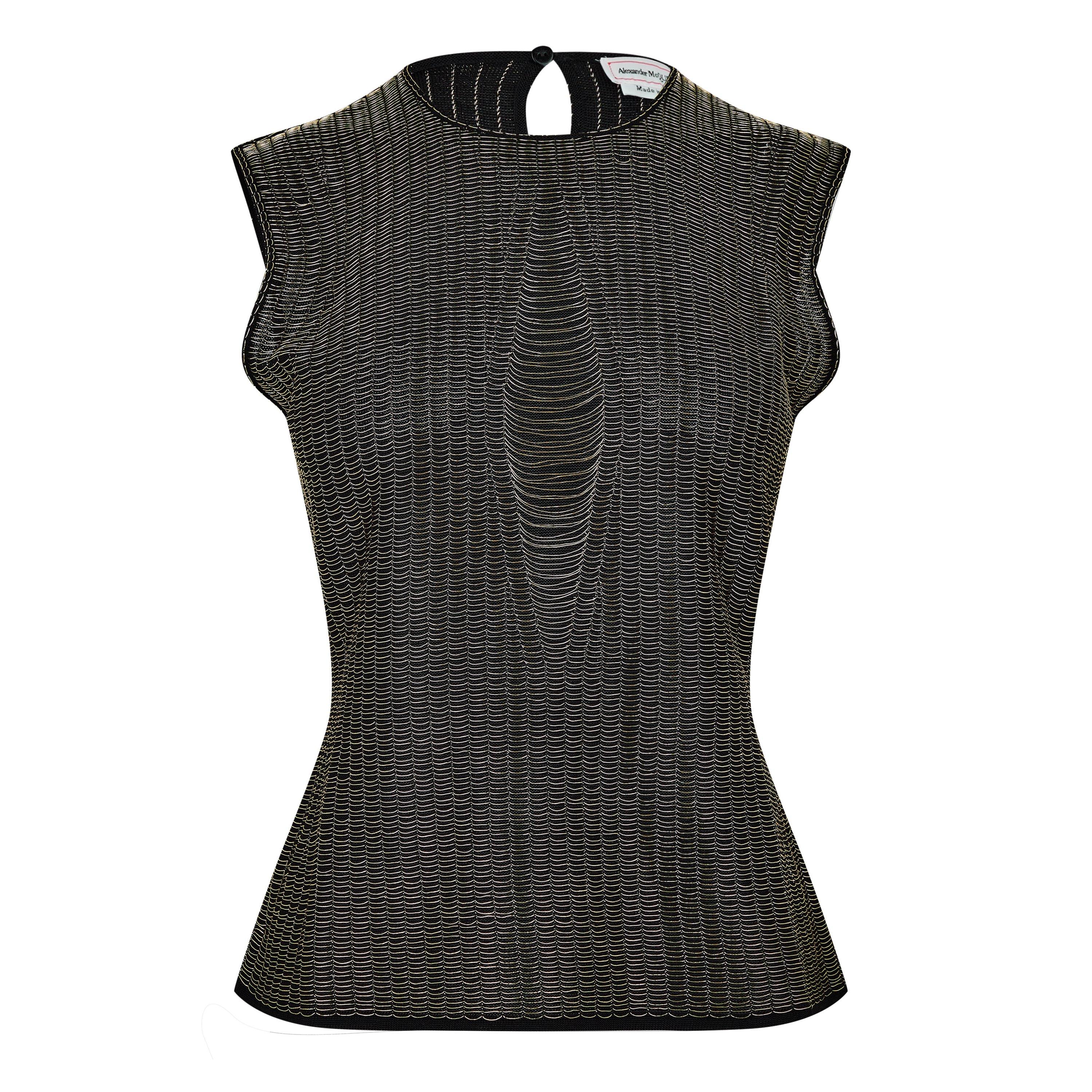Gold/Blk - Alexander McQueen - Armour Stitch T-Shirt - 1