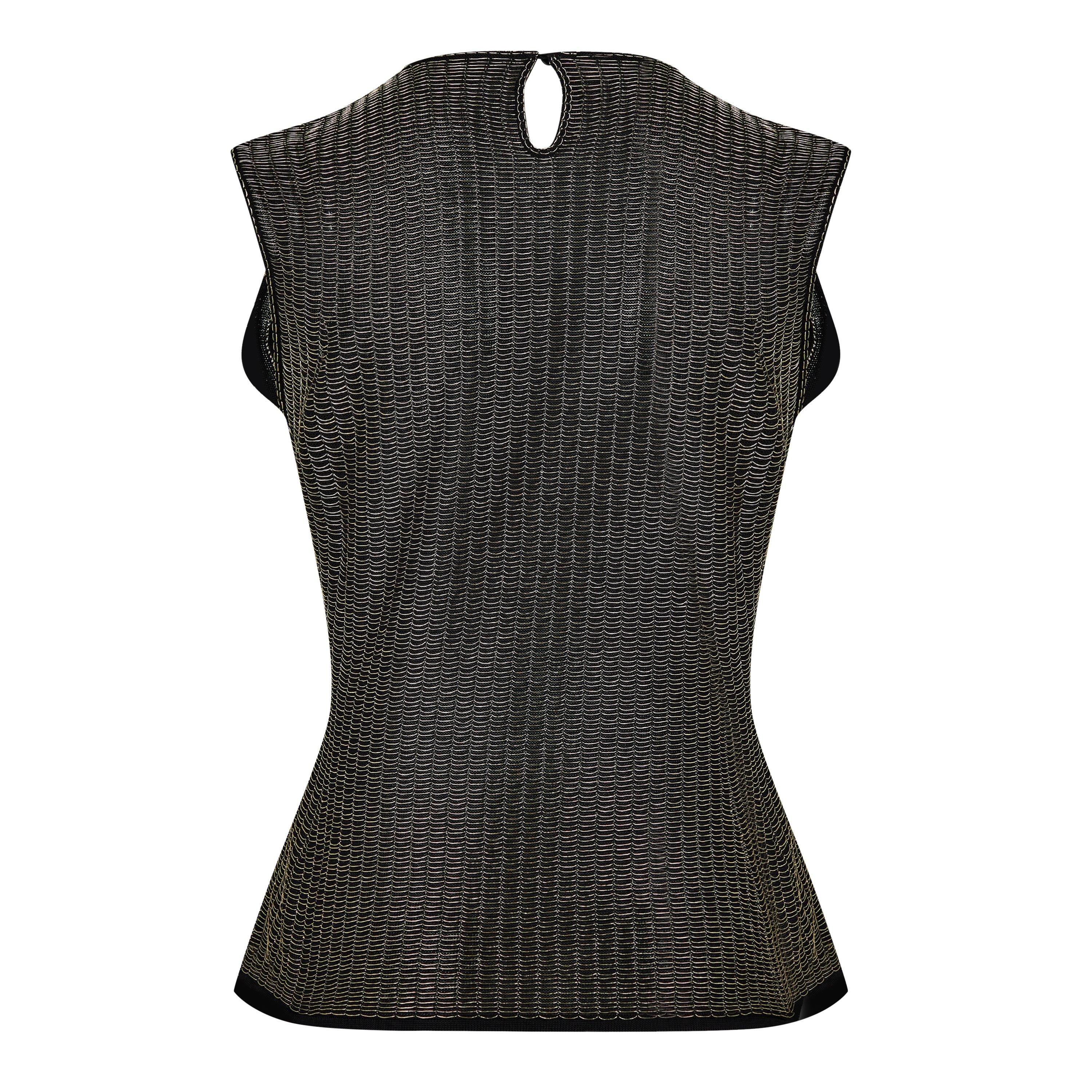 Gold/Blk - Alexander McQueen - Armour Stitch T-Shirt - 2