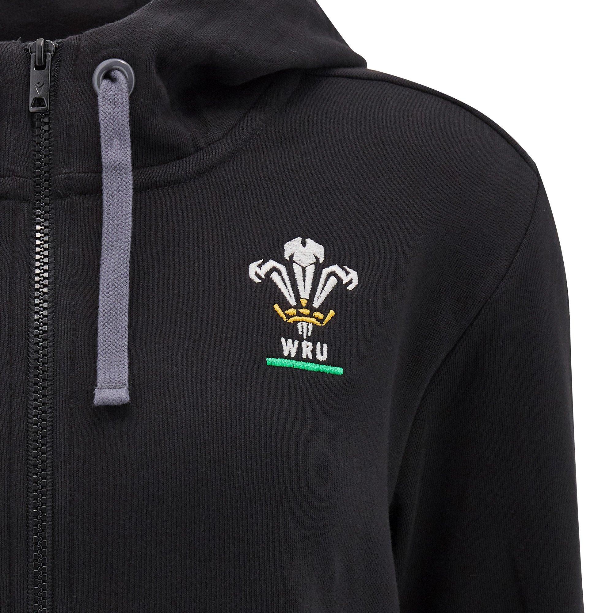Black - Macron - Welsh Rugby Union Zip Hoodie 2024 Womens - 3