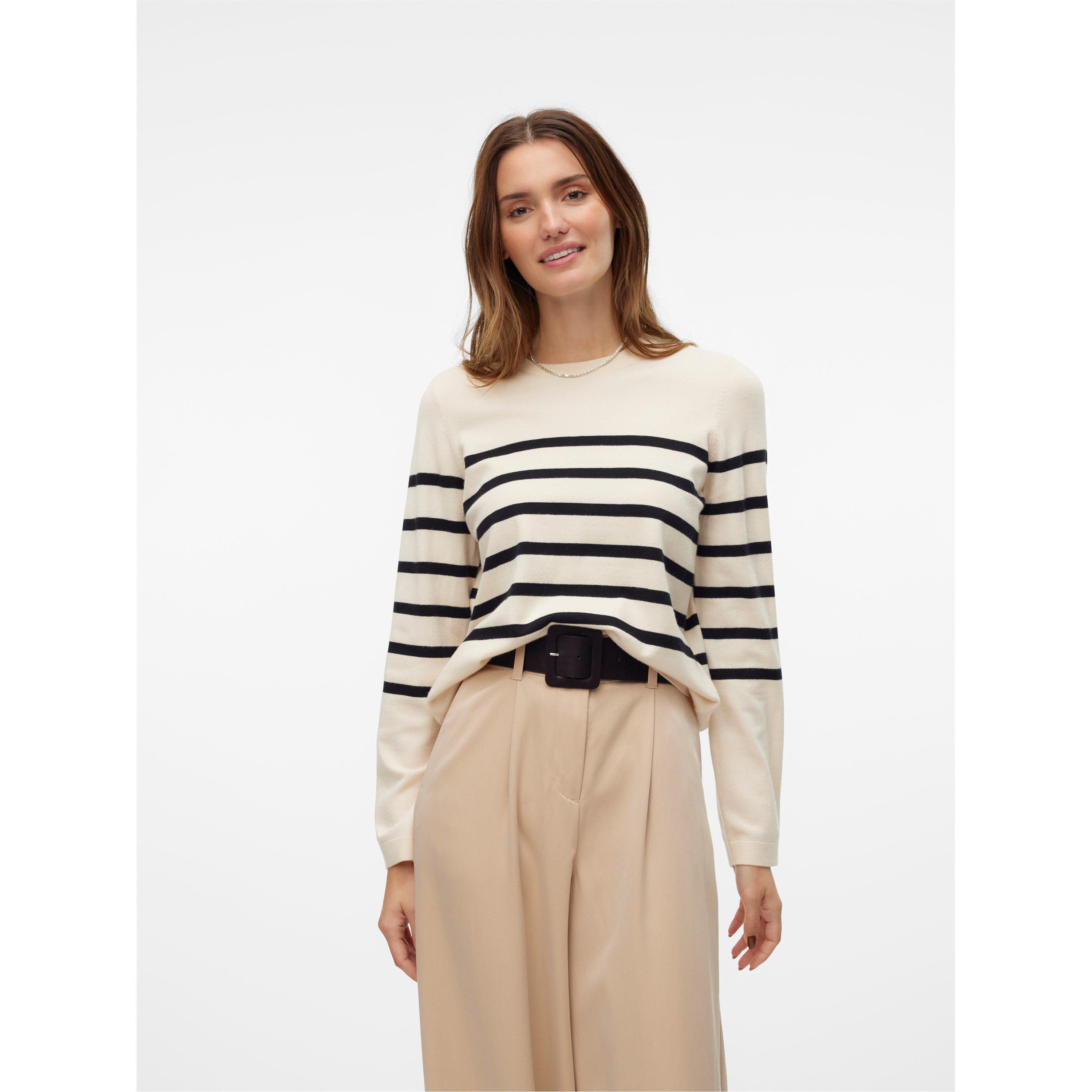 Vero Moda Women's Saba Stripe Jumper - Birch Black - 6 (XS)