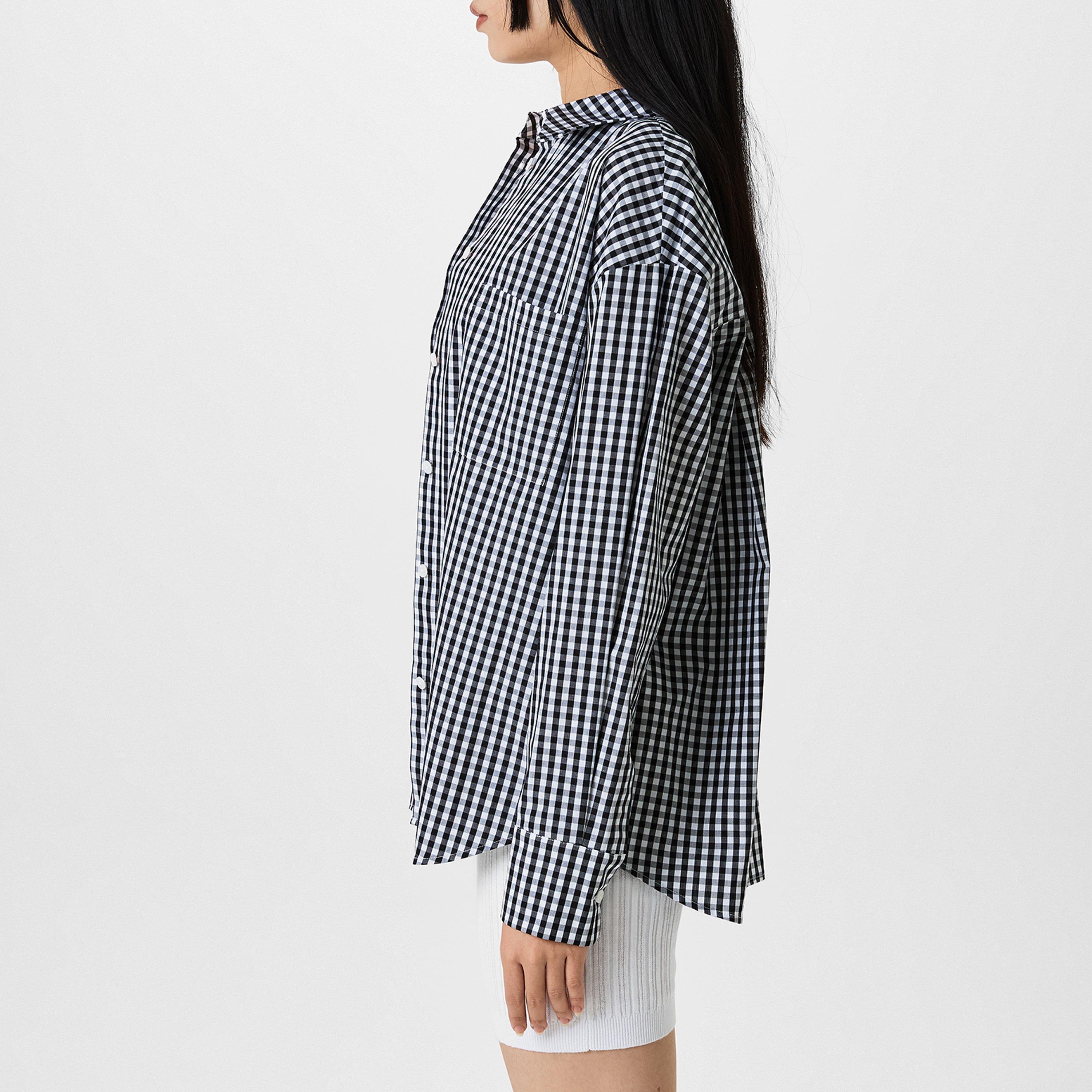 BLACK/WHITE - DKNY - Women's Long-Sleeve Plain Shirt - 2