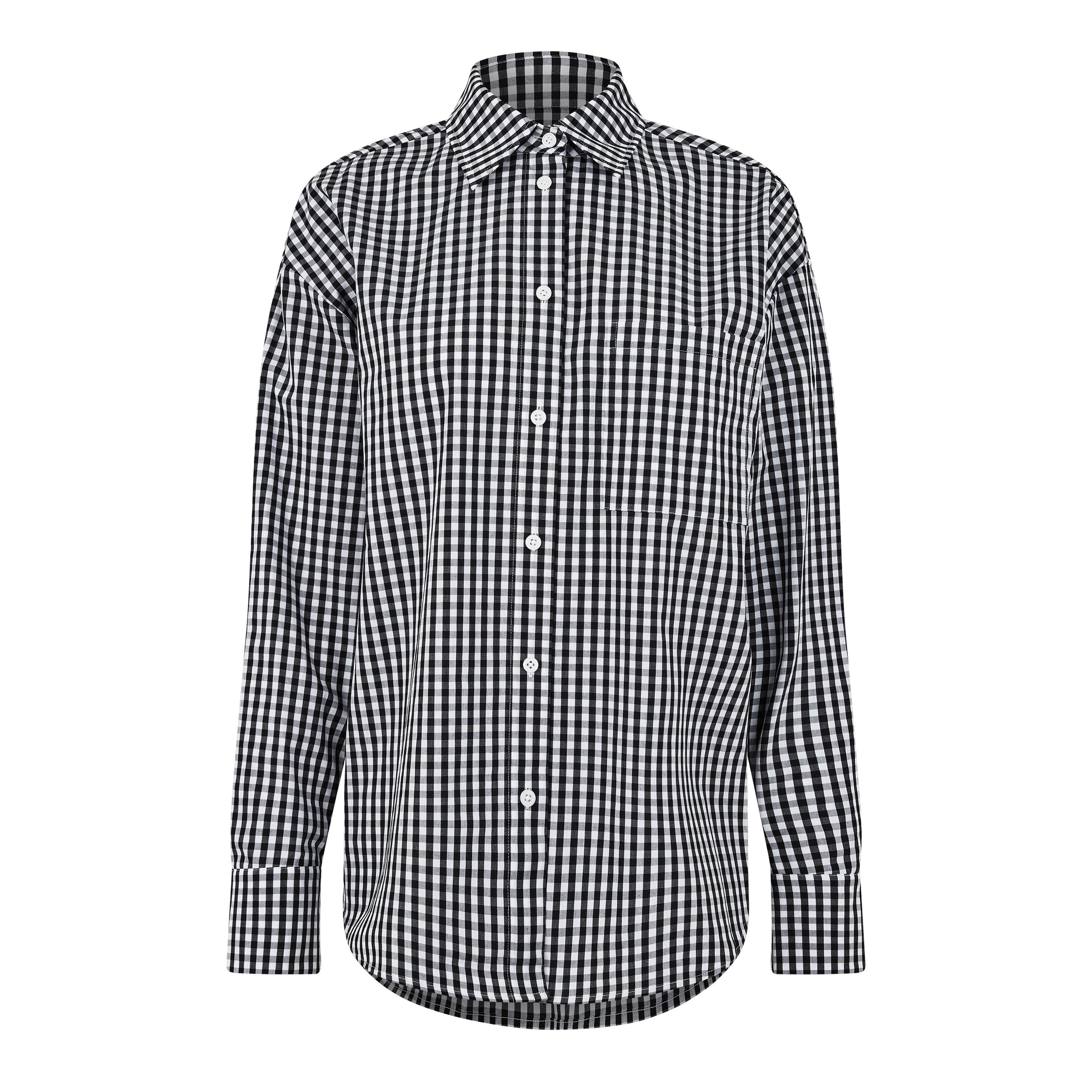 BLACK/WHITE - DKNY - Women's Long-Sleeve Plain Shirt - 5