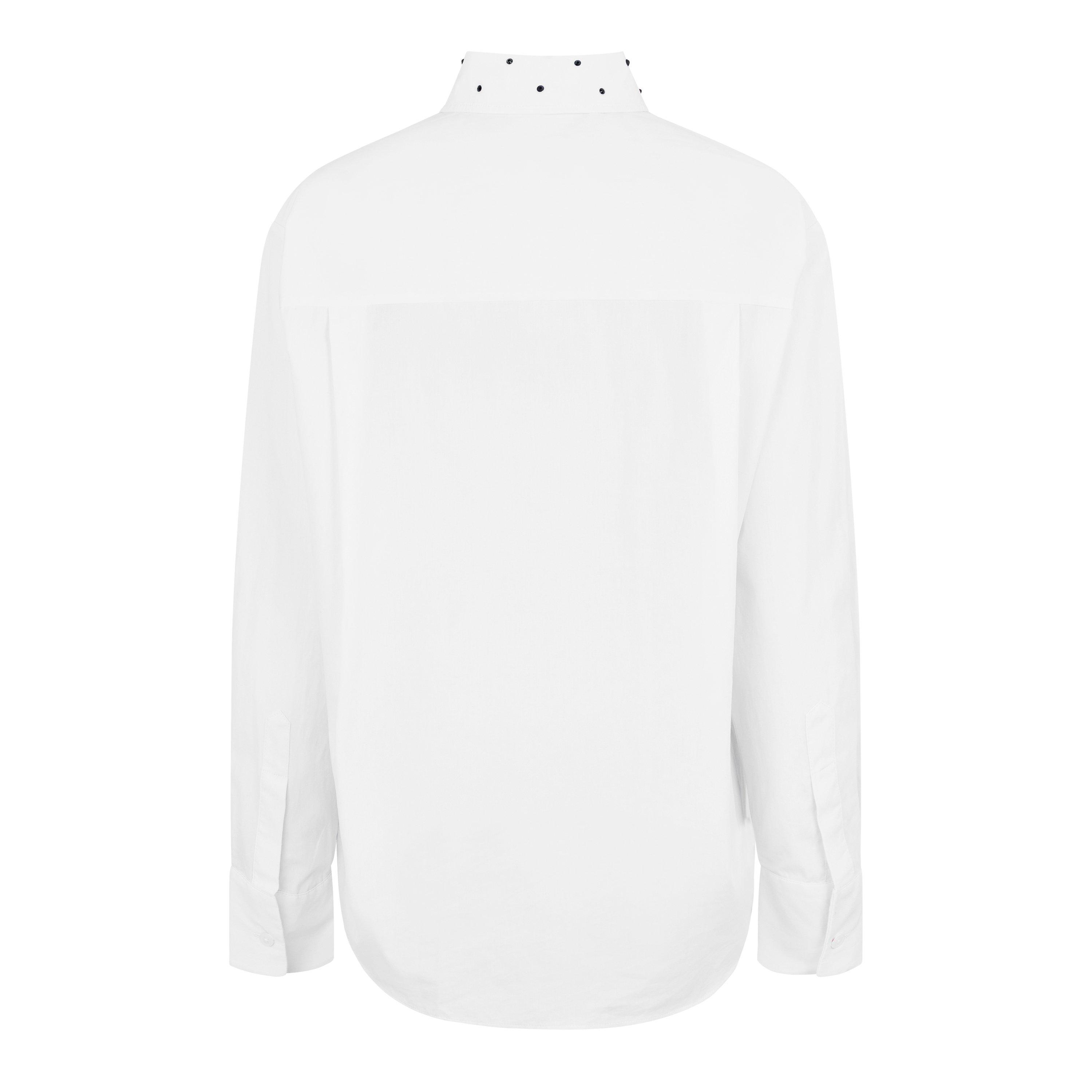 WHITE - DKNY - Women's Studded Logo Long-Sleeve Plain Shirt - 6