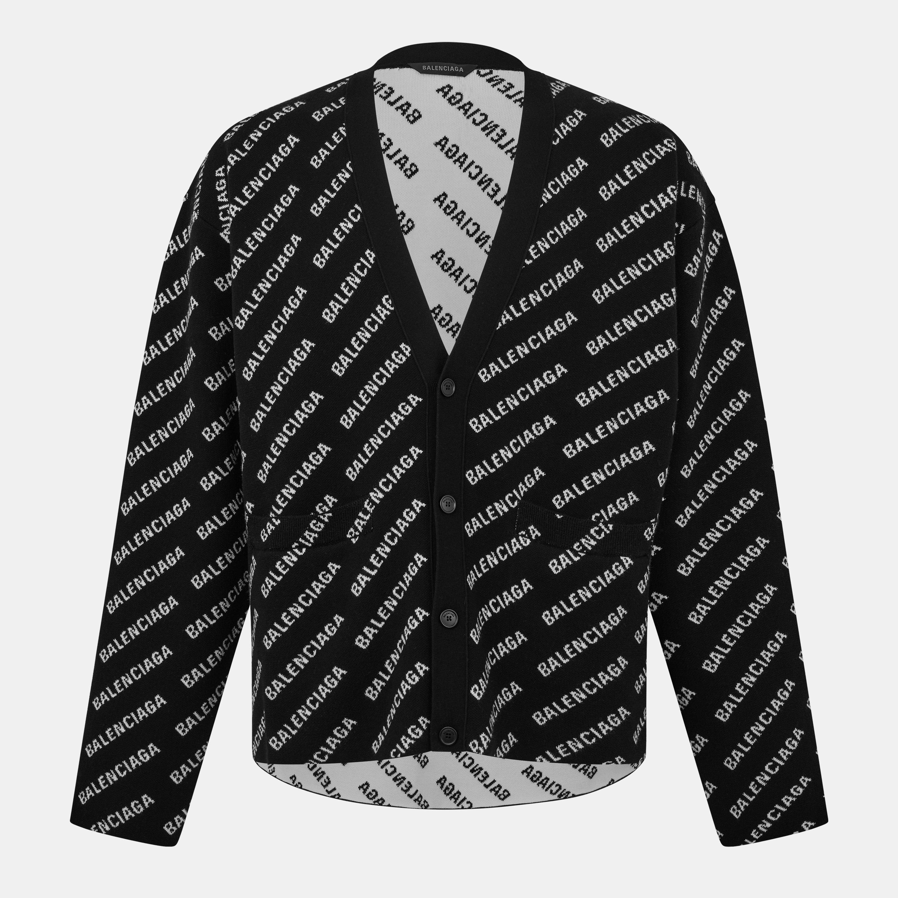 Balenciaga All Over Print Logo Cardigan | Flannels