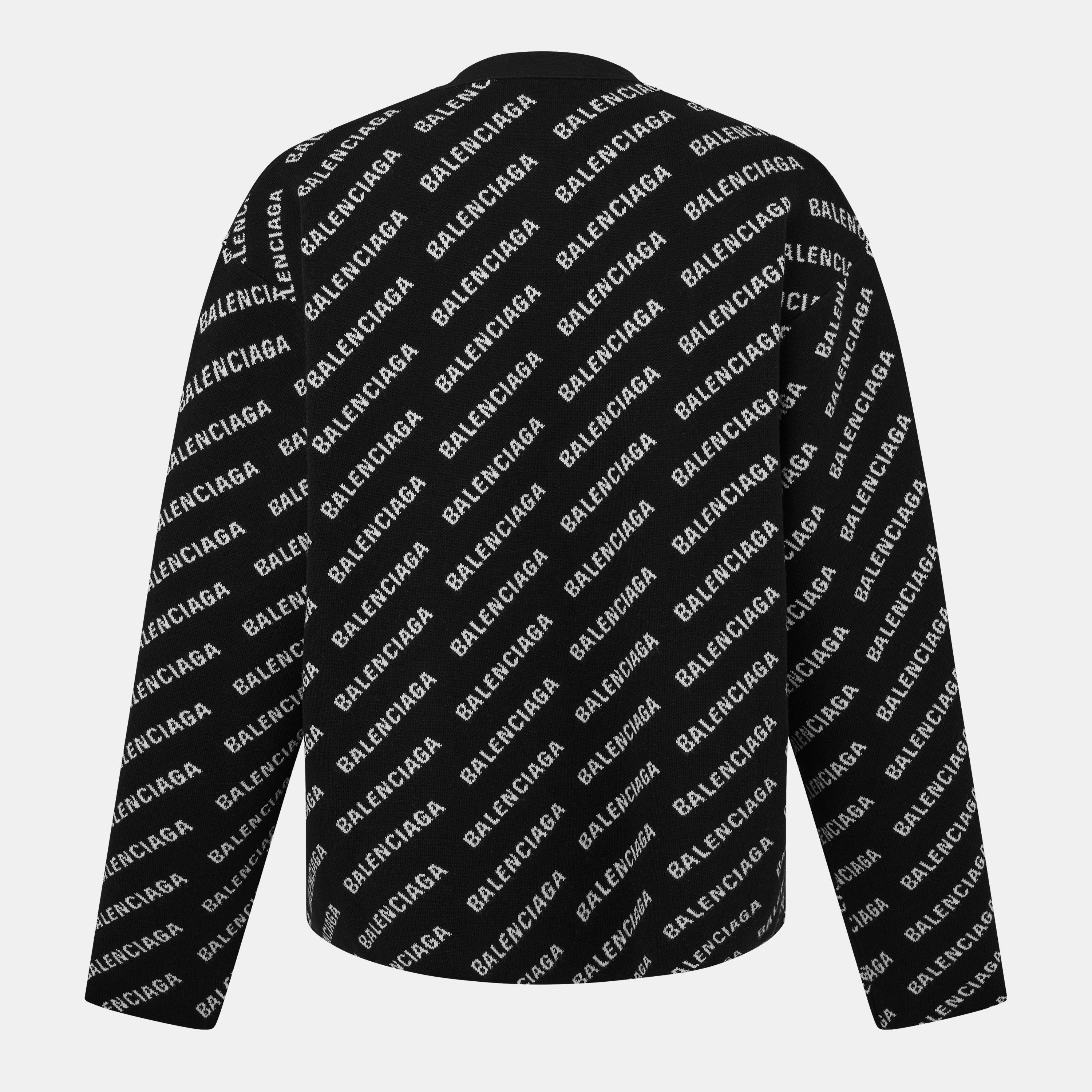 Balenciaga All Over Print Logo Cardigan | Cruise Fashion