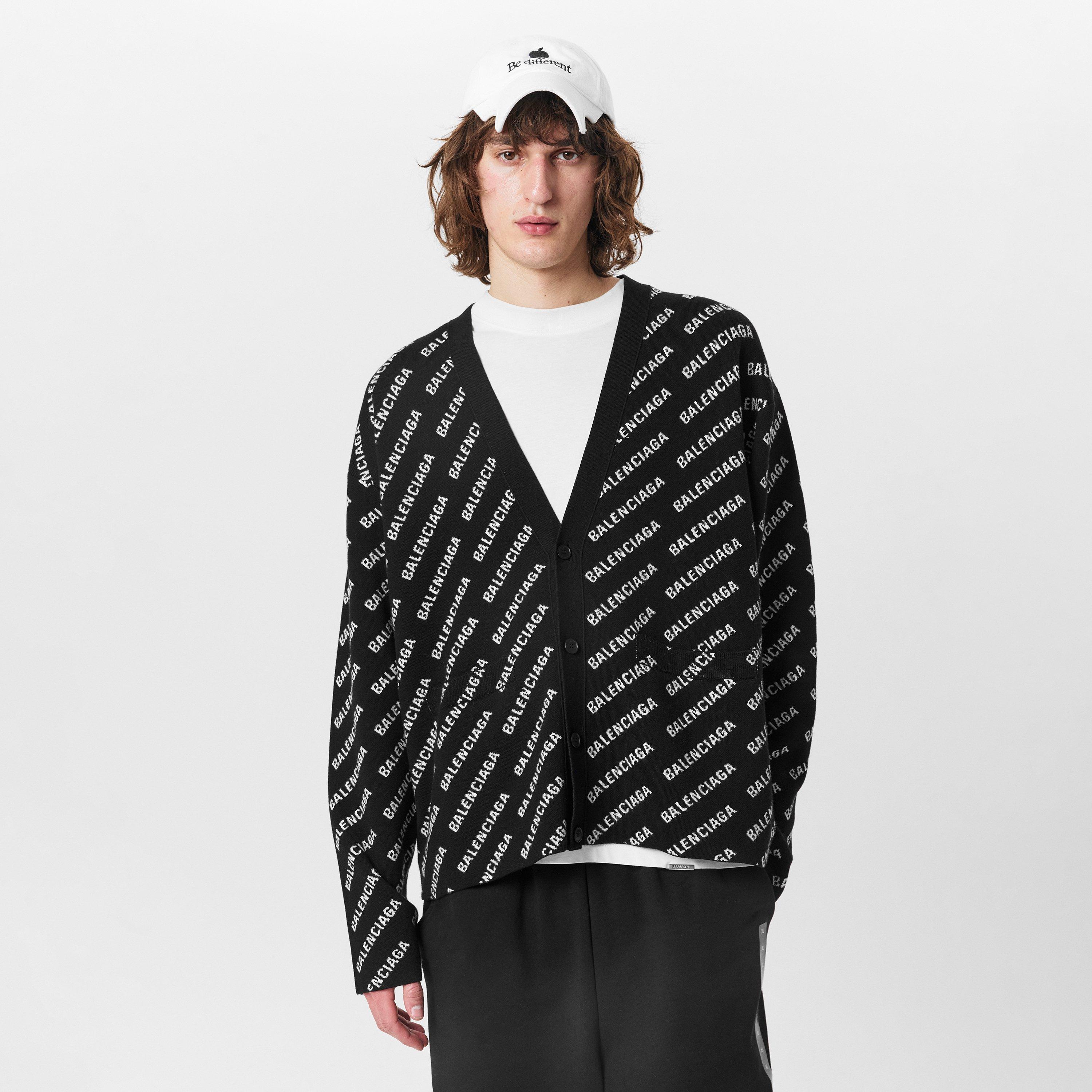 Black/White - Balenciaga - All Over Print Logo Cardigan - 3