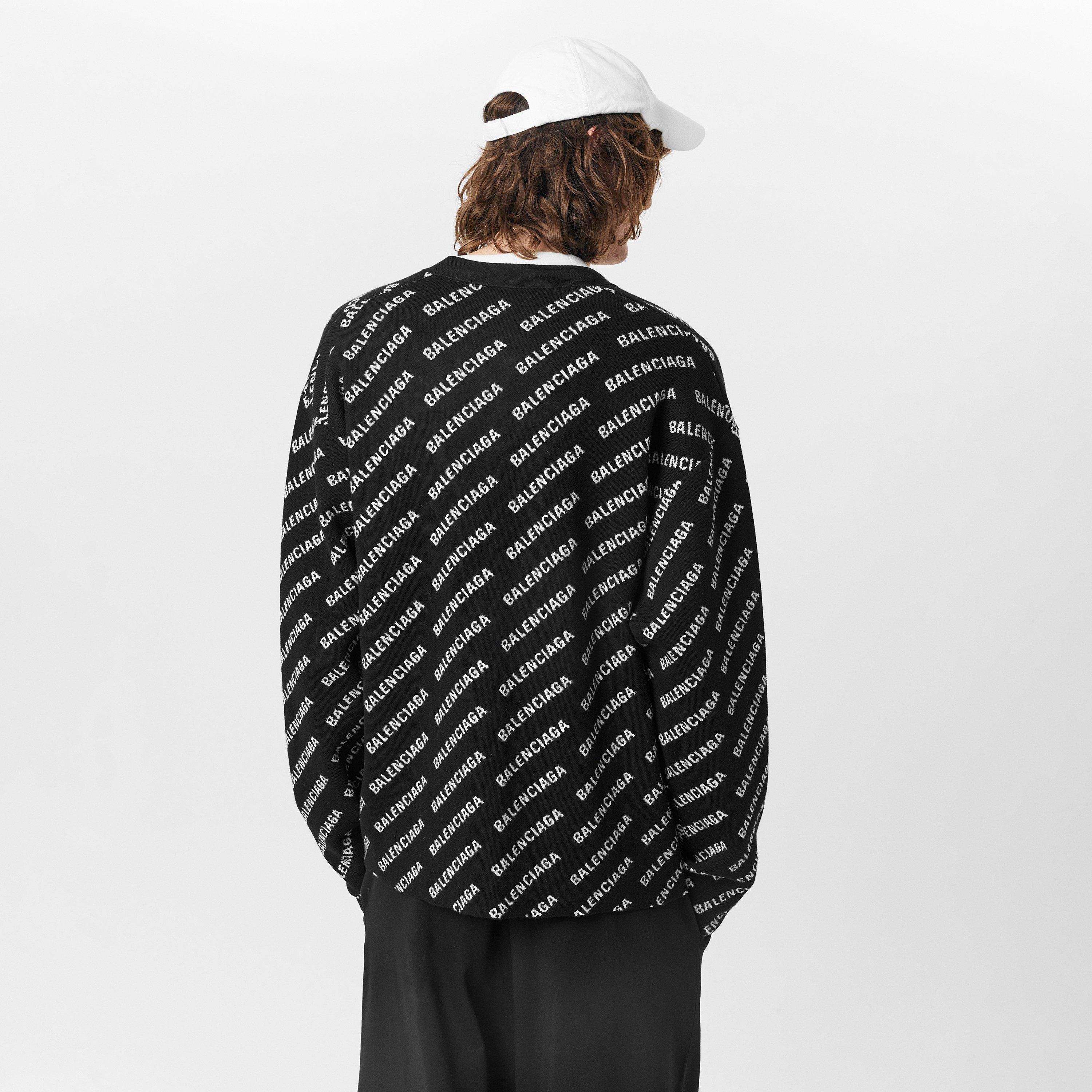 Black/White - Balenciaga - All Over Print Logo Cardigan - 4