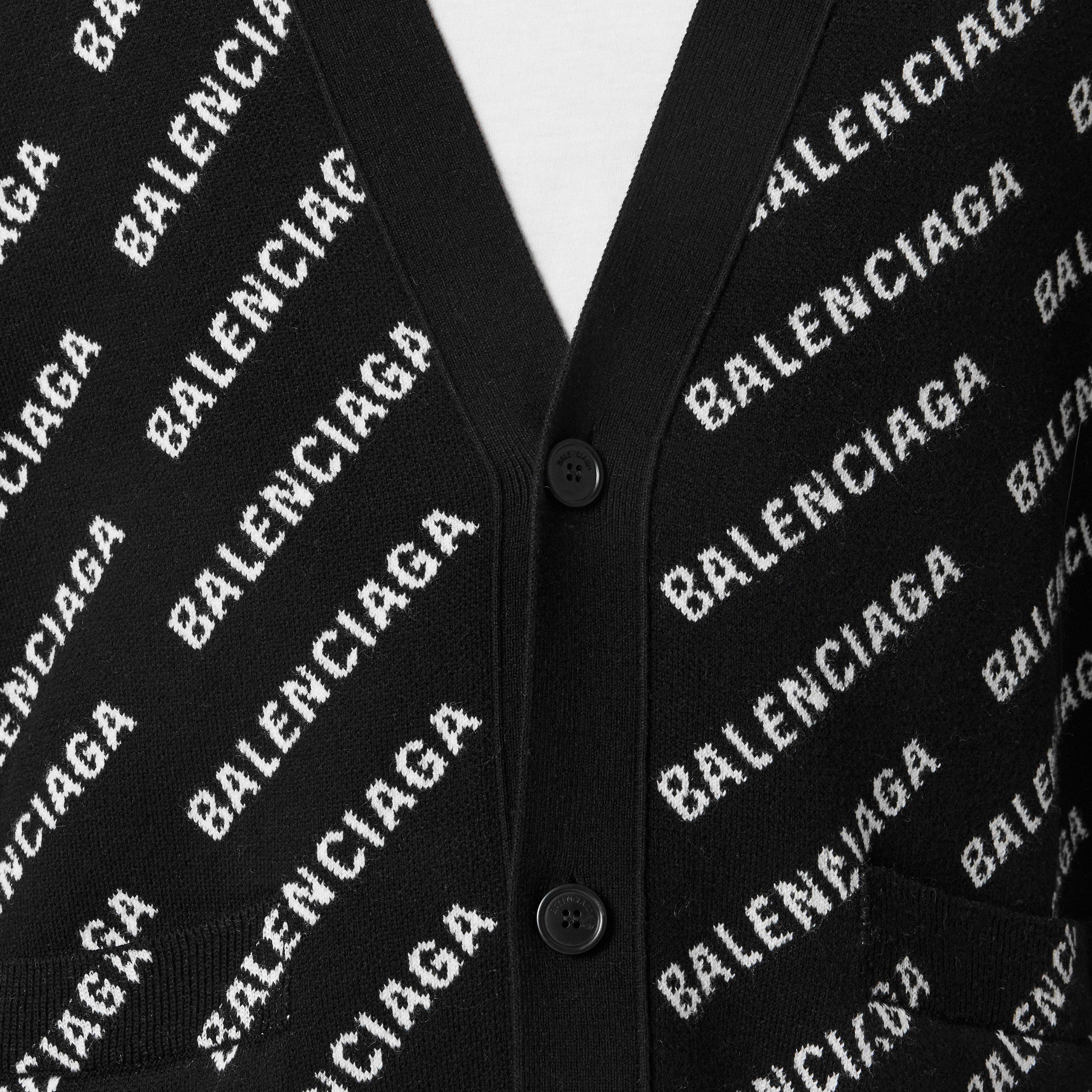 Black/White - Balenciaga - All Over Print Logo Cardigan - 5