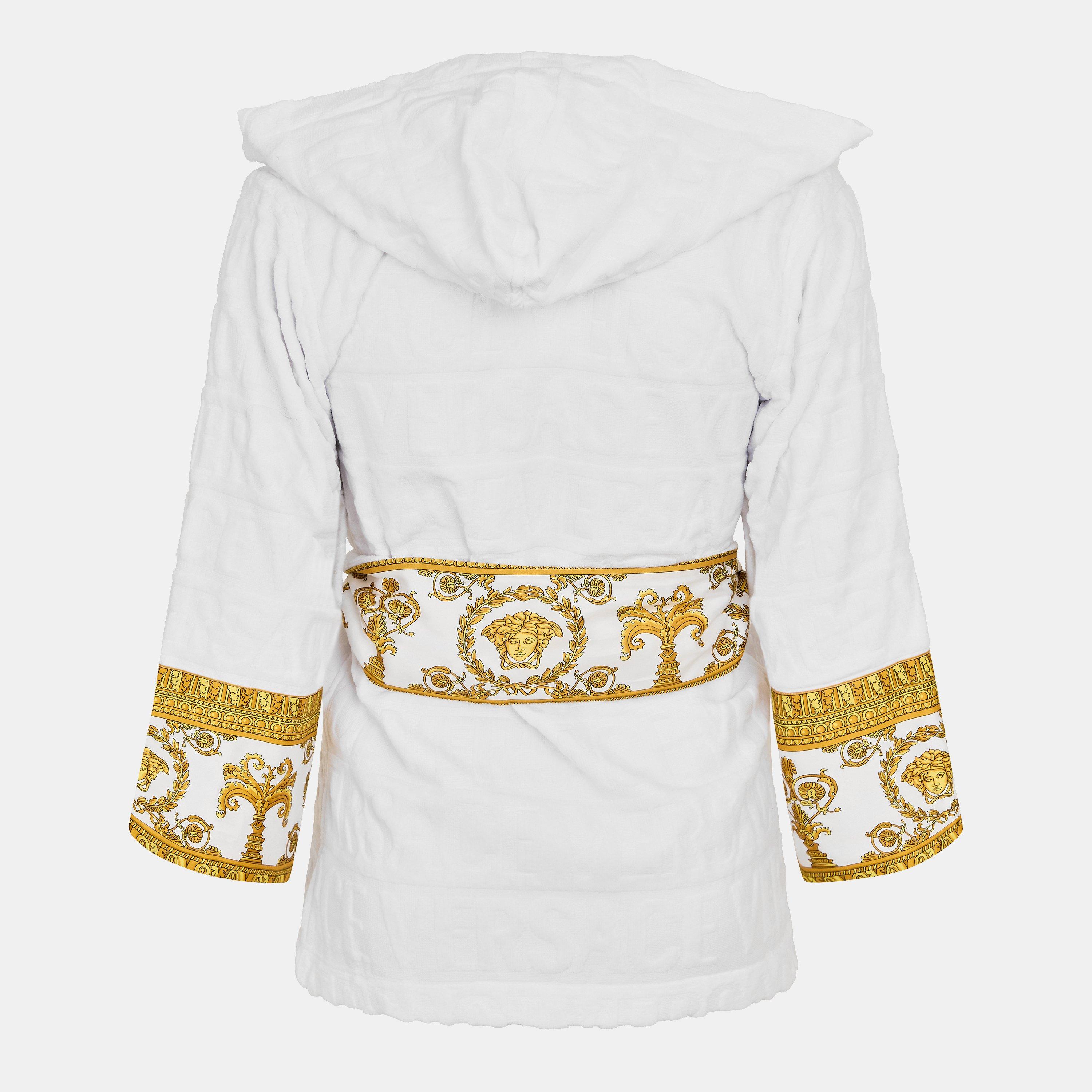 White - Versace Home - Versace Short Baroque Hooded Robe - 2