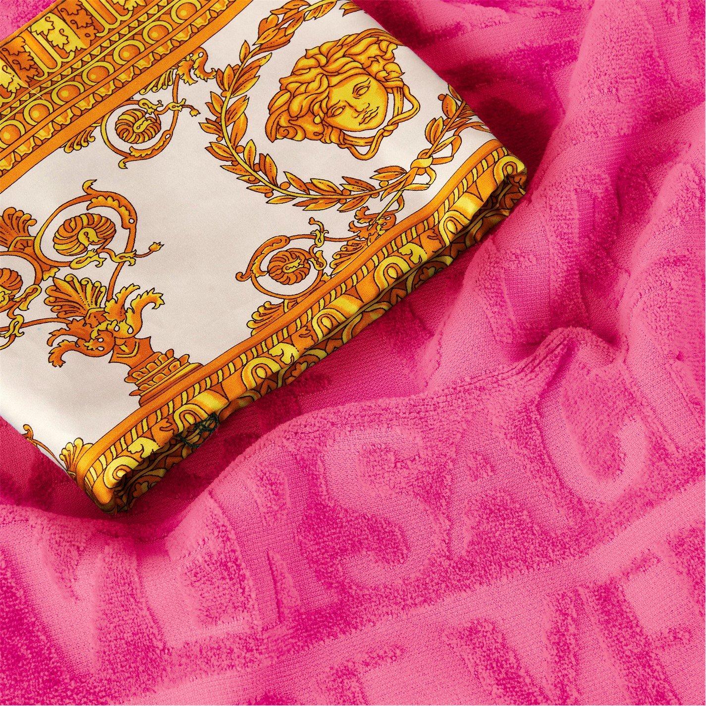 Pink - Versace Home - Short Baroque Hooded Robe - 3
