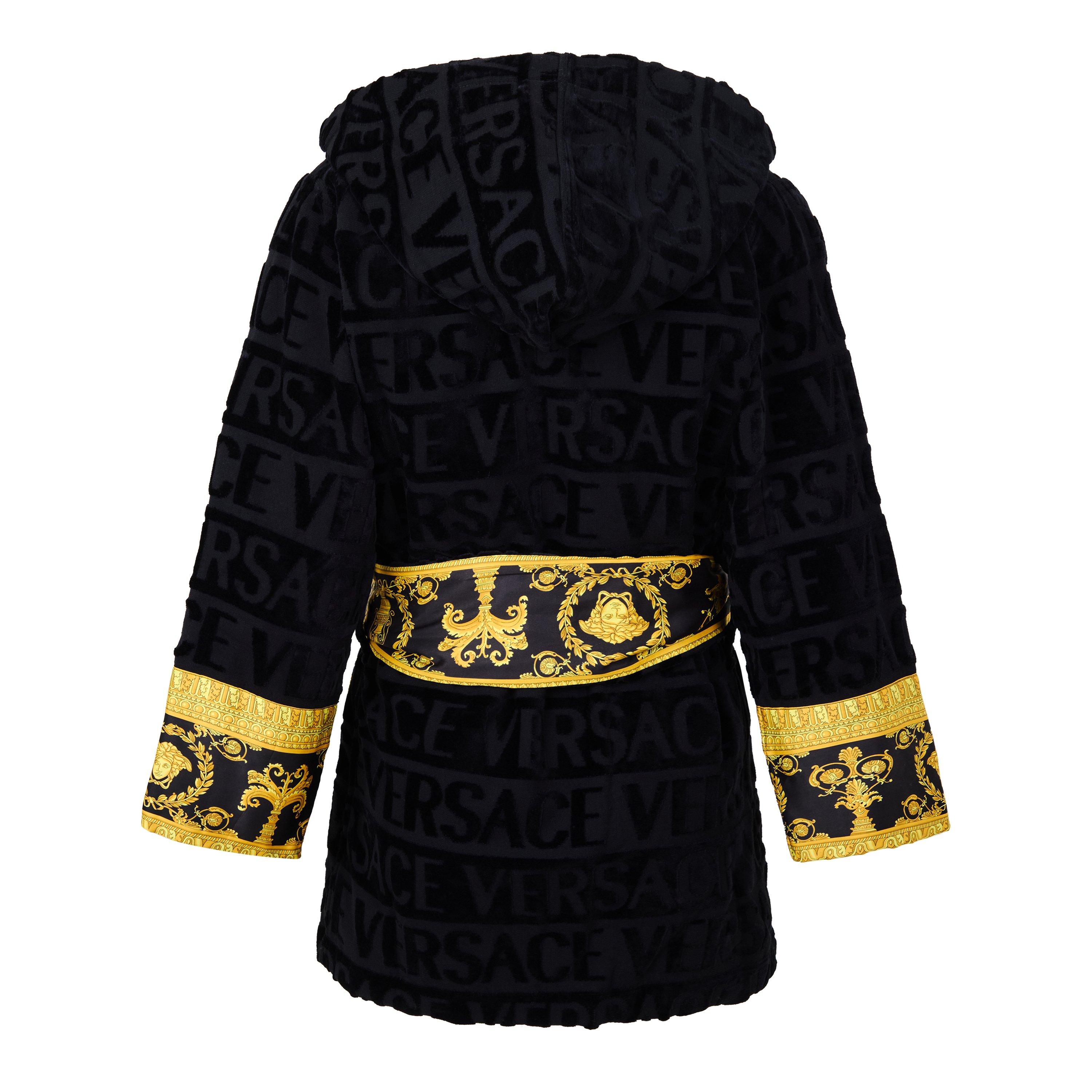 Black - Versace Home - Versace Short Baroque Hooded Robe - 2