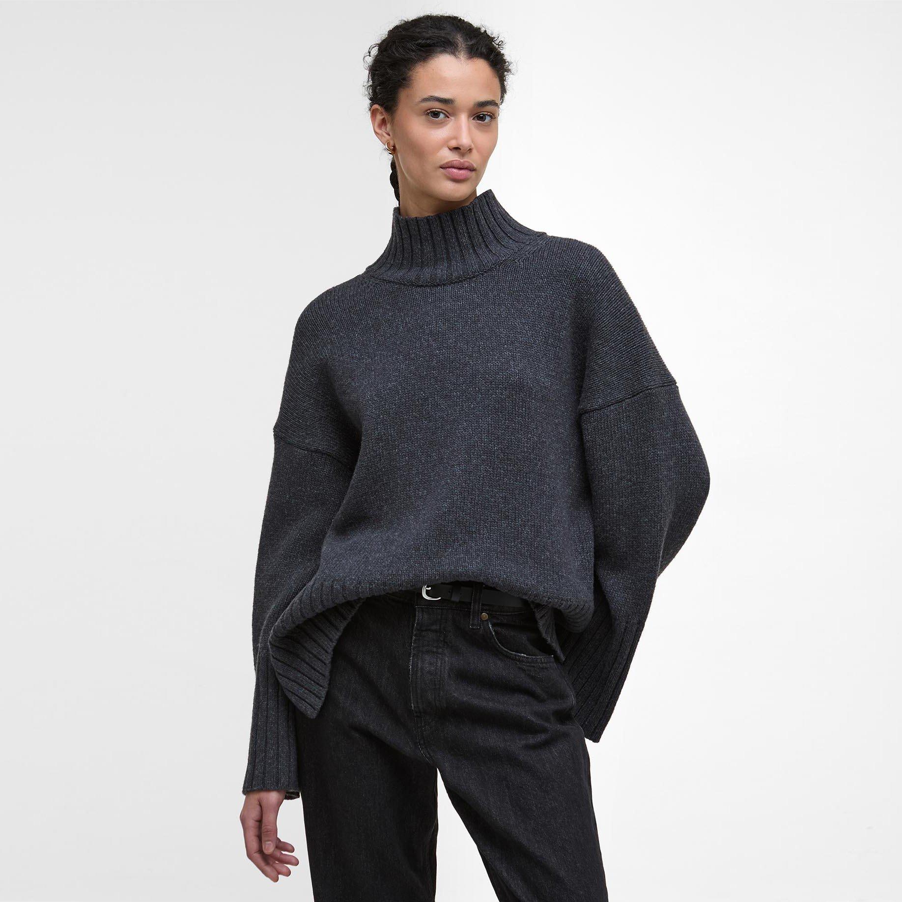 Charcoal - Barbour - Serena High Neck Jumper - 2