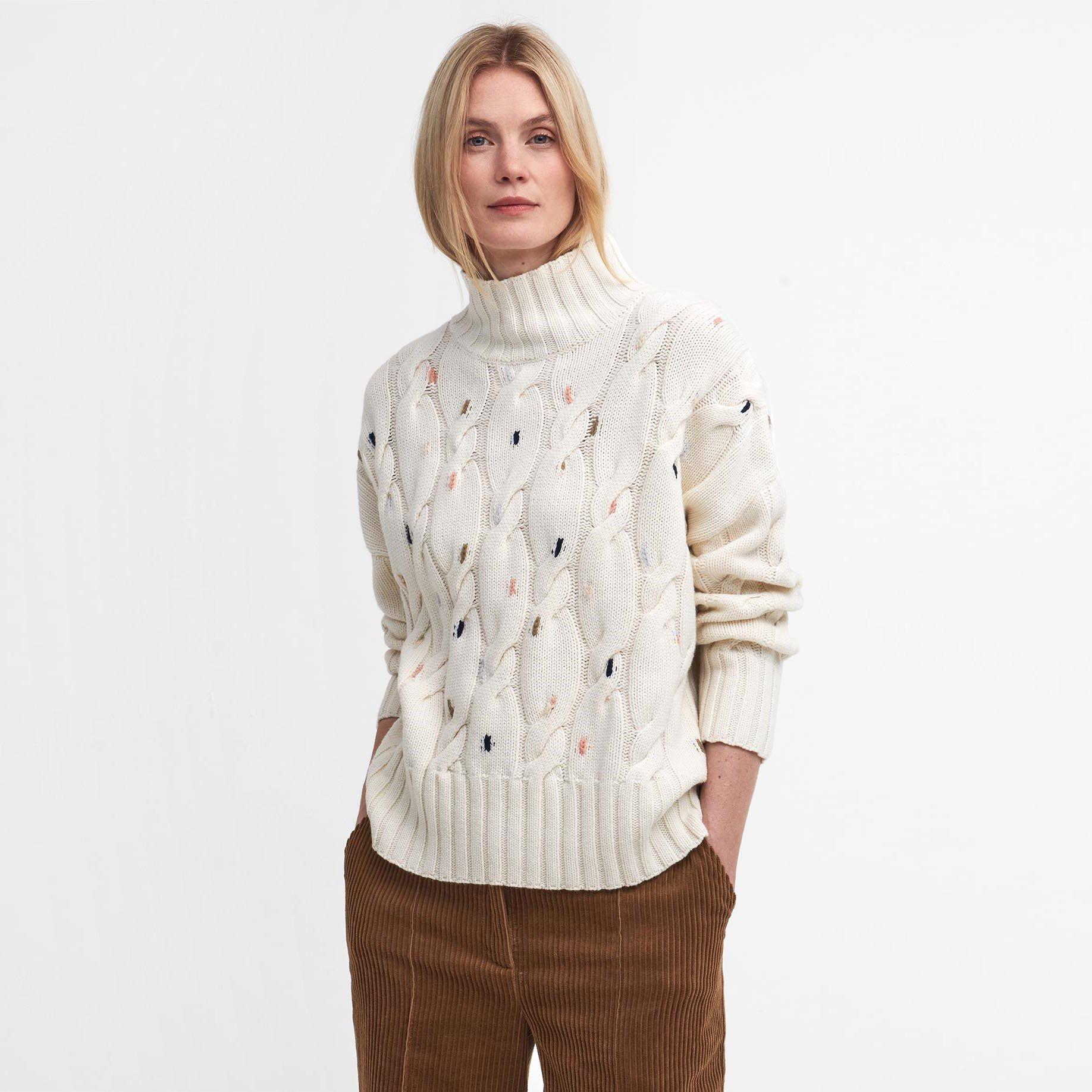 Ecru - Barbour - Fleur Cable-Knit Jumper - 2