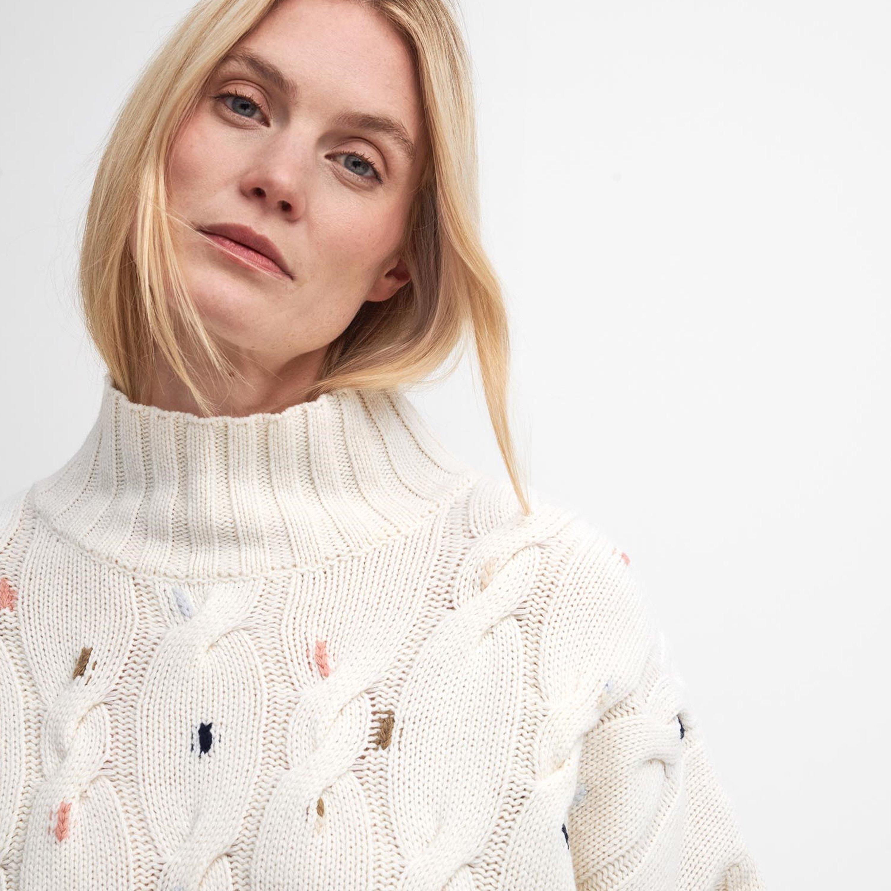 Ecru - Barbour - Fleur Cable-Knit Jumper - 4