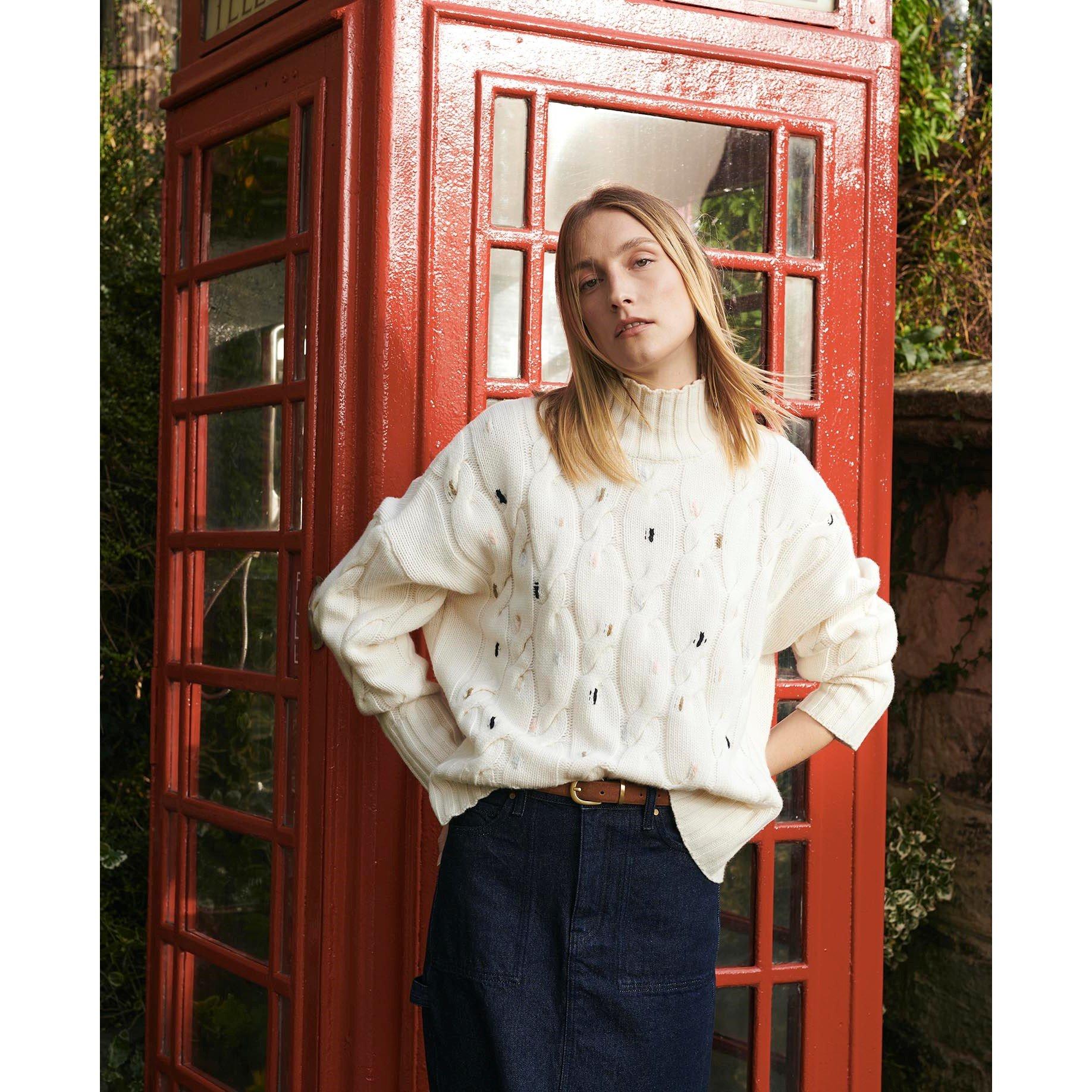 Ecru - Barbour - Fleur Cable-Knit Jumper - 7