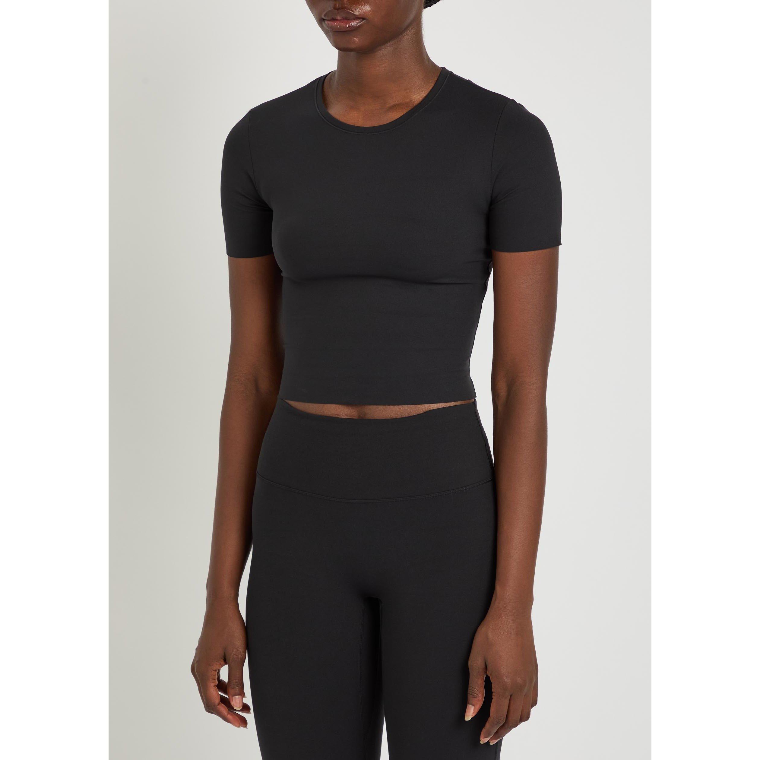 BLACK GREY - Nike - Women's Zenvy Cropped Short-Sleeve Slim-Fit Performance T-Shirt - 2