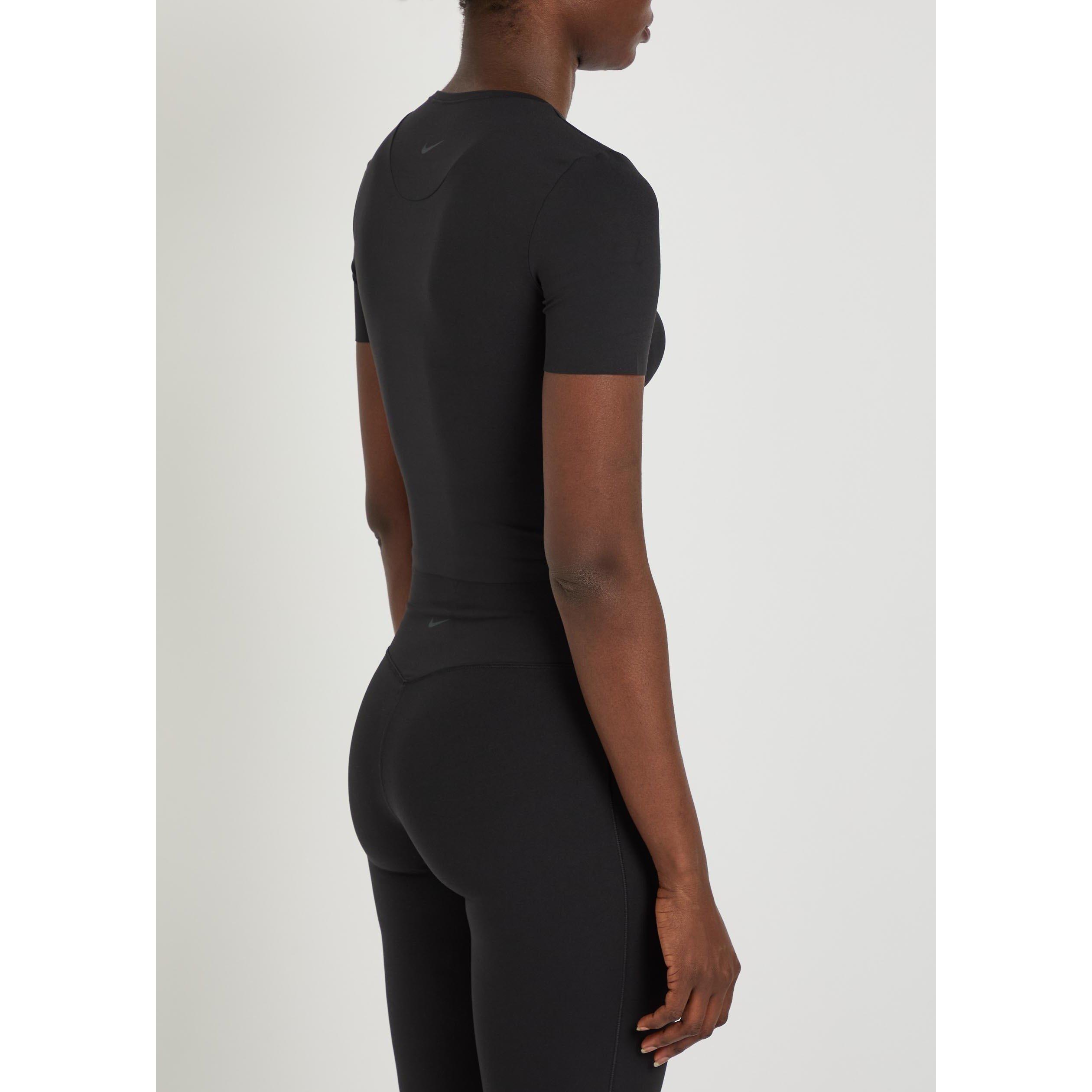 BLACK GREY - Nike - Women's Zenvy Cropped Short-Sleeve Slim-Fit Performance T-Shirt - 3