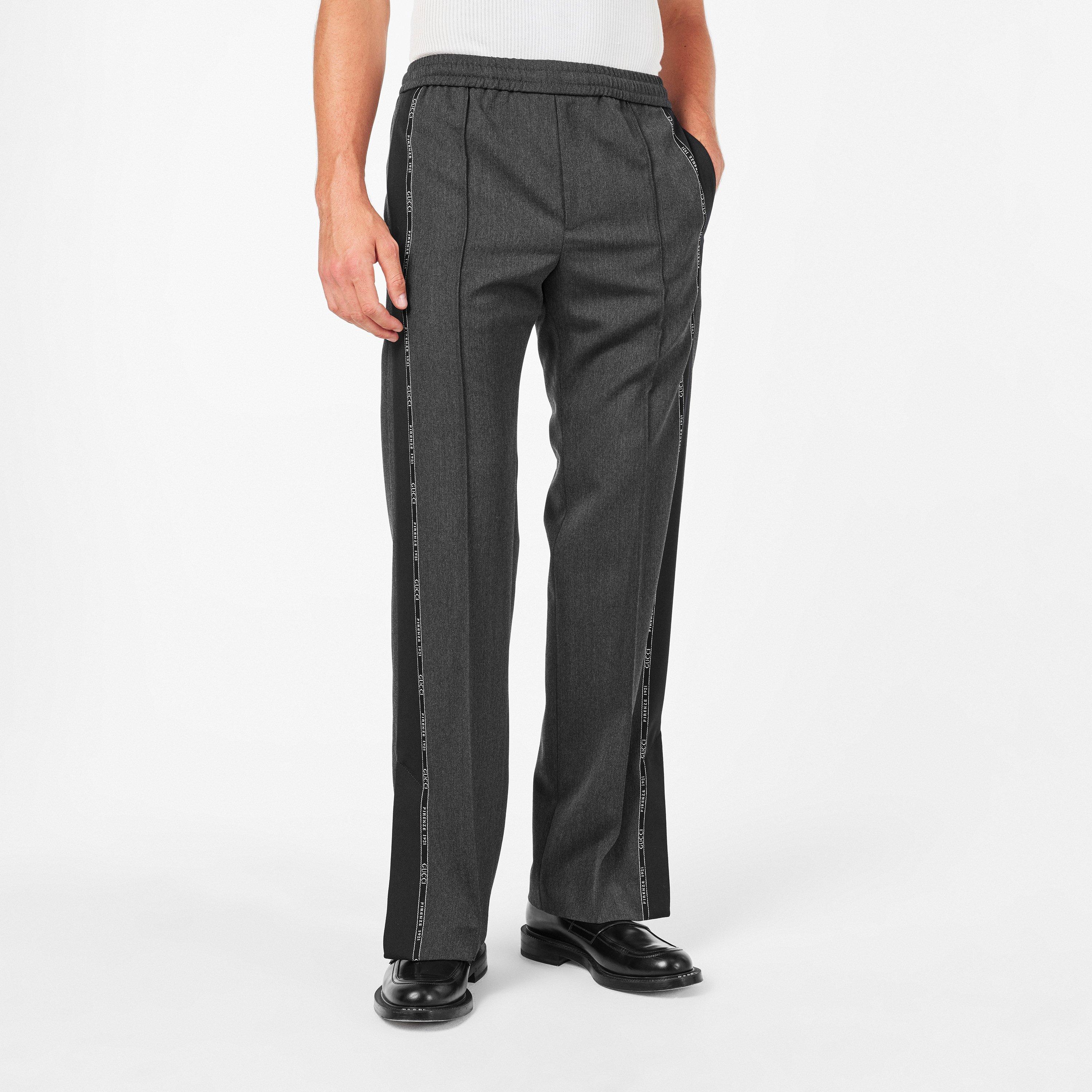 Dark Grey - Gucci - Logo Wool Trousers - 3