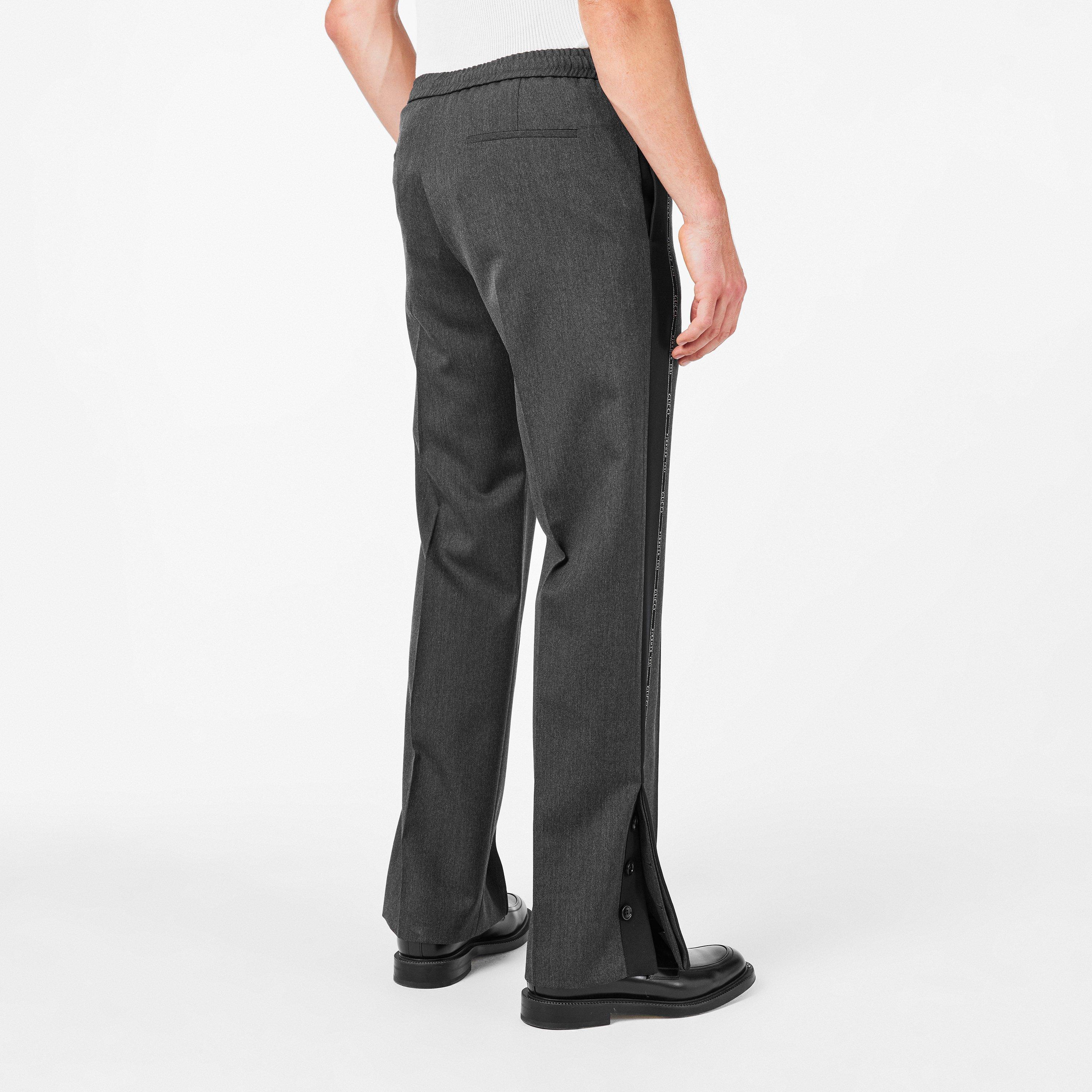 Dark Grey - Gucci - Logo Wool Trousers - 4