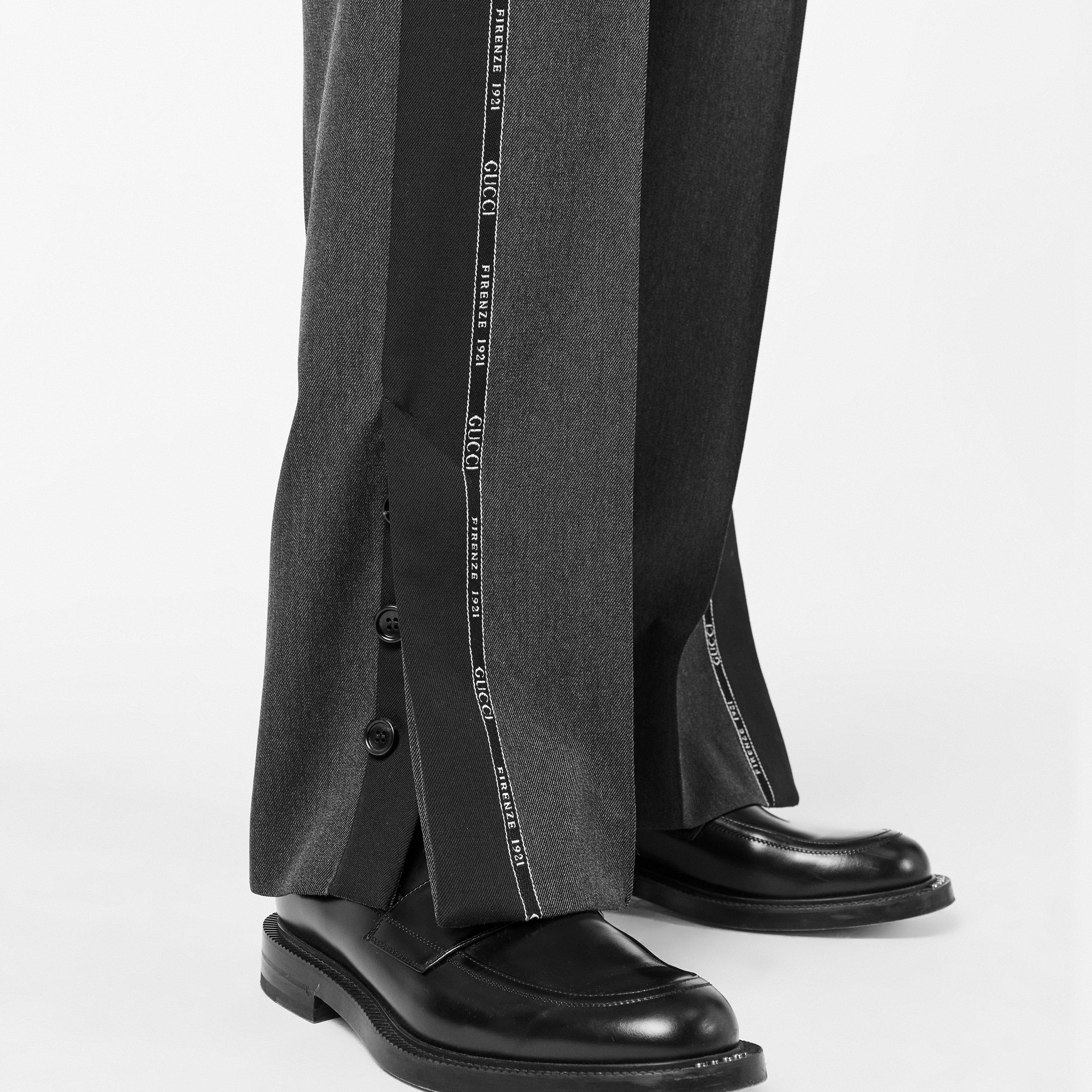 Dark Grey - Gucci - Logo Wool Trousers - 5