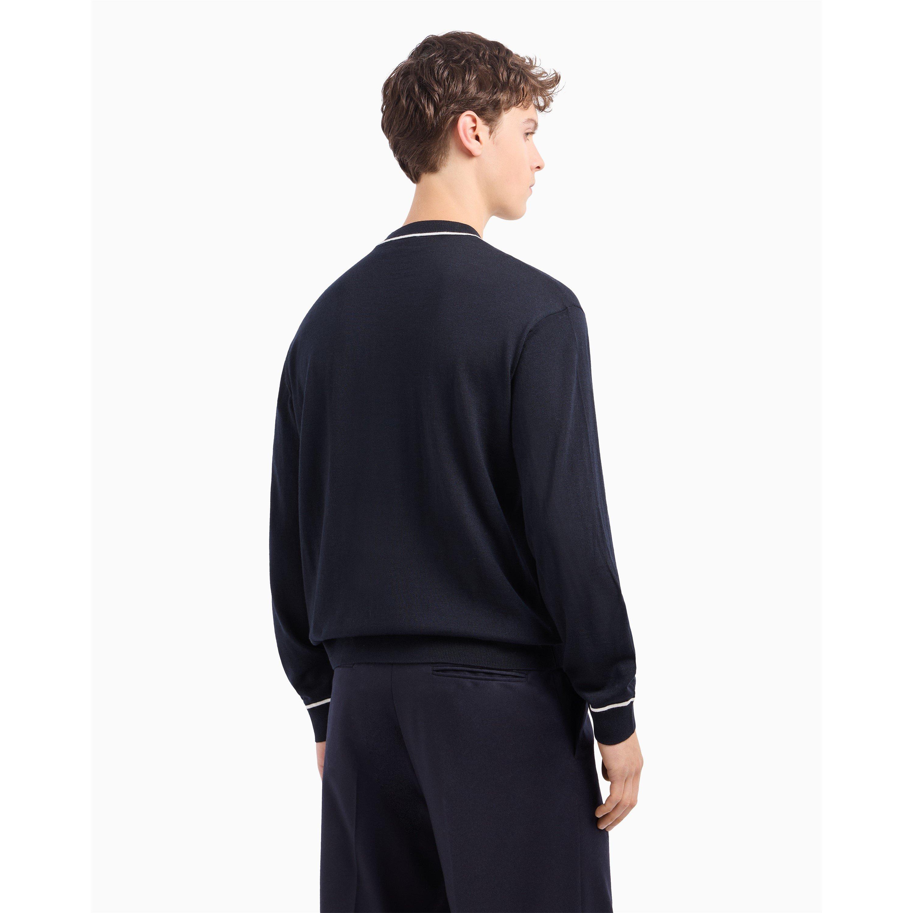 Aquila Navy - Emporio Armani - Men's Crew Neck Jumper - 4