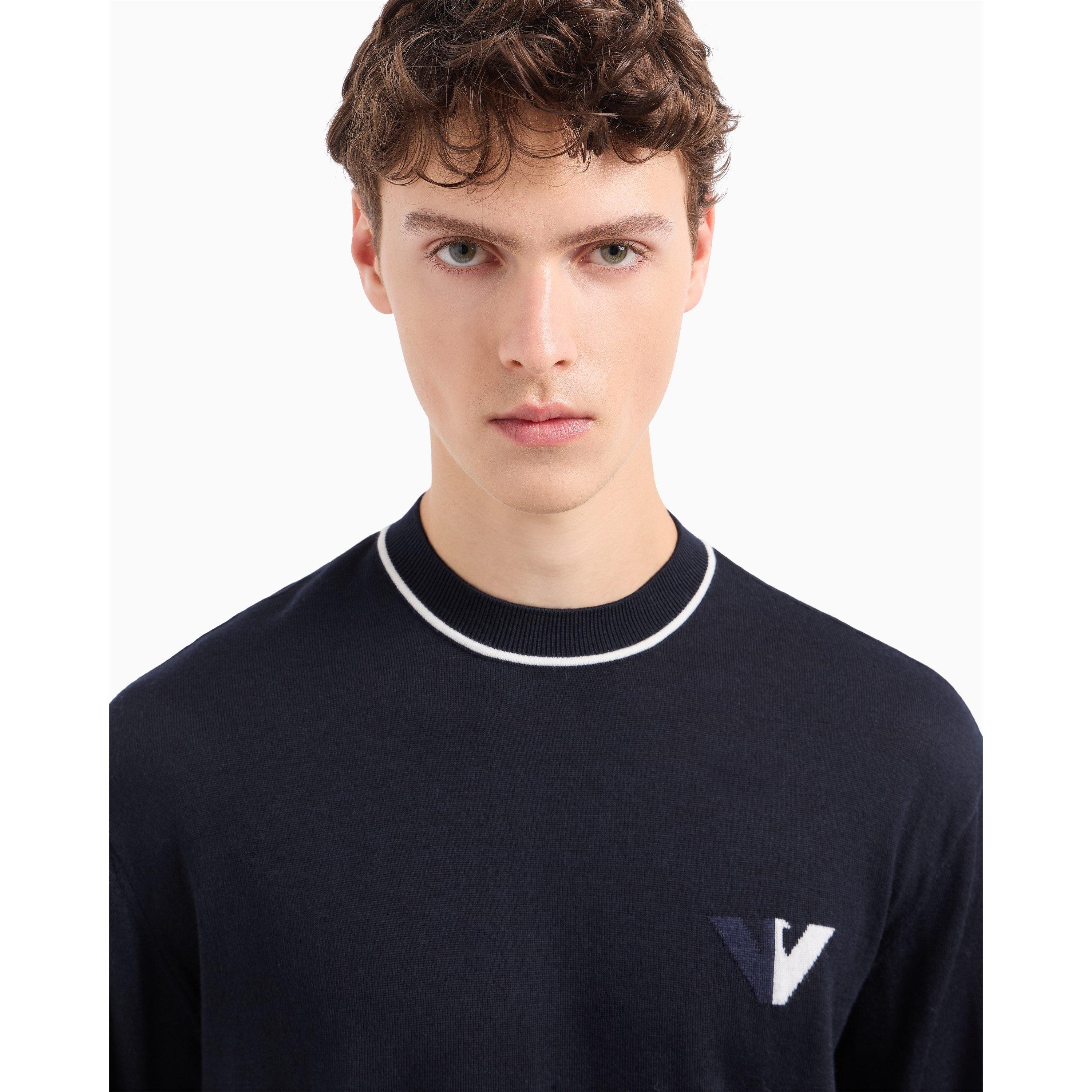 Aquila Navy - Emporio Armani - Men's Crew Neck Jumper - 5