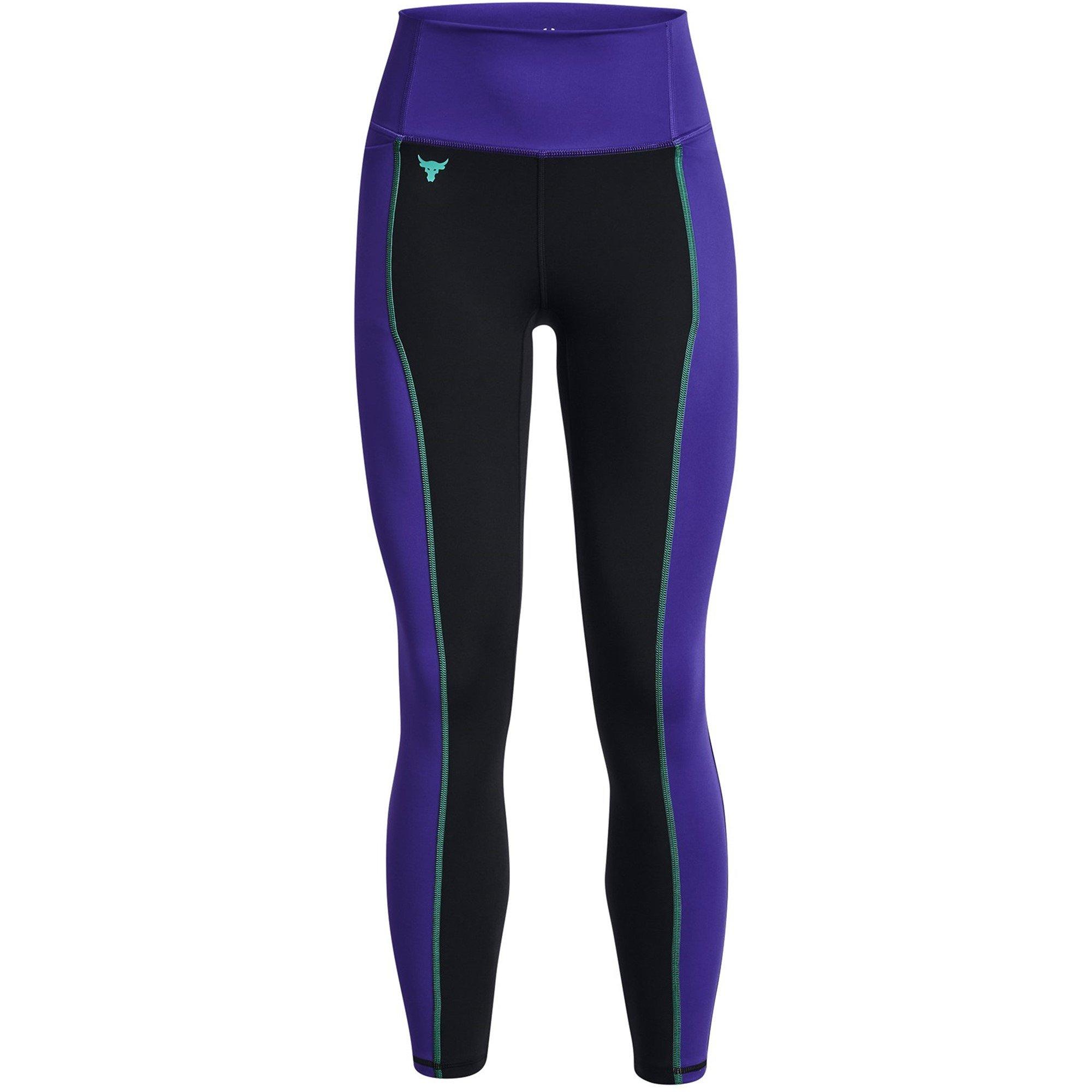 Black - Under Armour - Project Rock Colourblock Ankle Gym Leggings Womens - 1