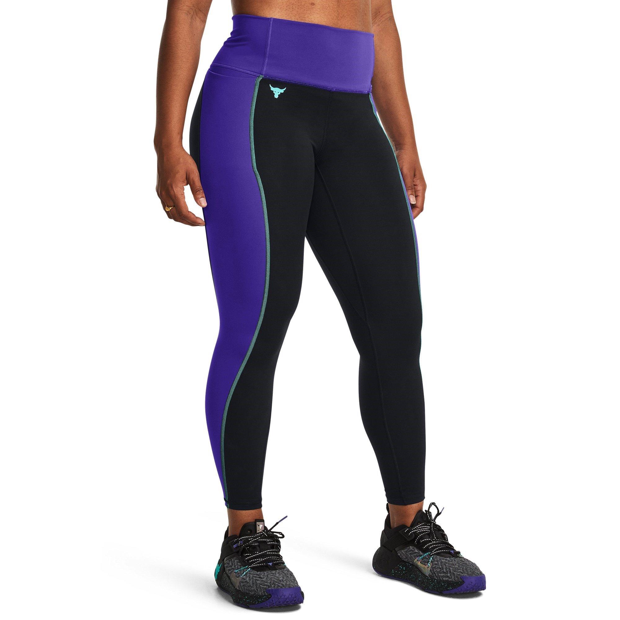 Black - Under Armour - Project Rock Colourblock Ankle Gym Leggings Womens - 3