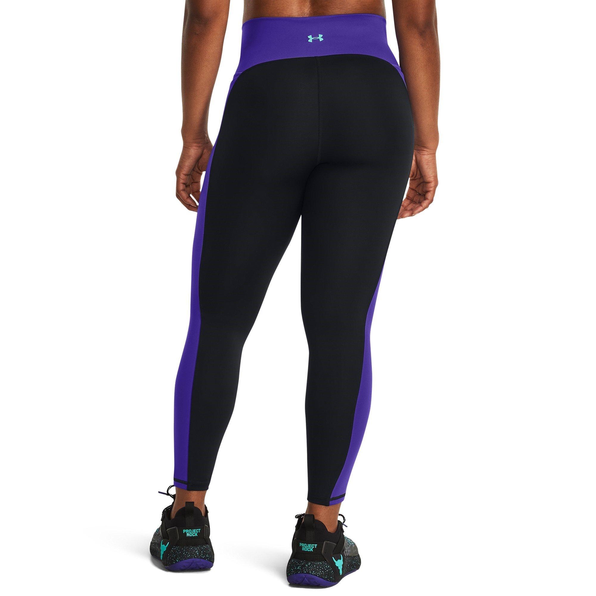 Black - Under Armour - Project Rock Colourblock Ankle Gym Leggings Womens - 4